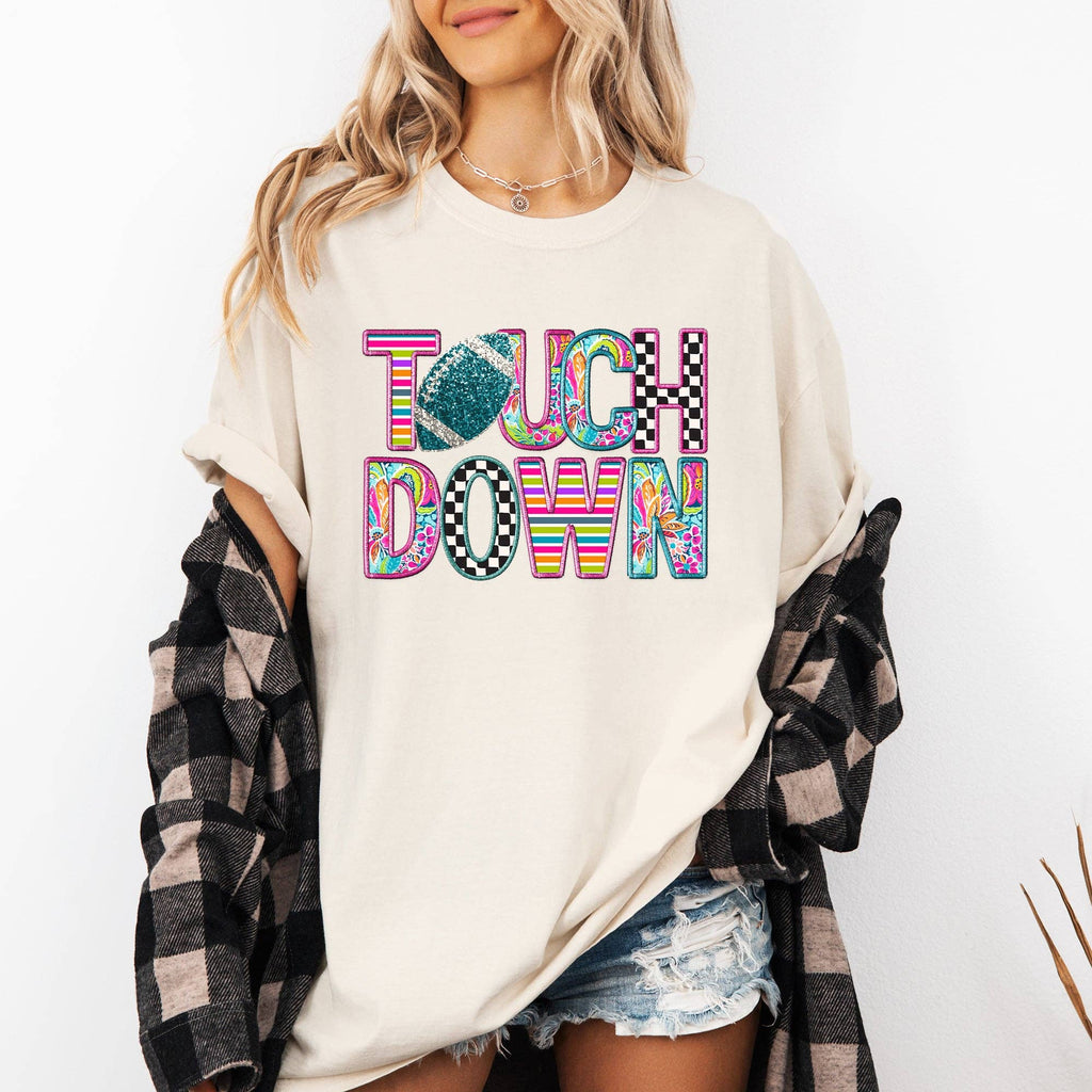 Touchdown, Colorful, Football Game Day Tailgate Party - Adult & Kids T-Shirts, Sweatshirts & Hoodies apparel design preview 1