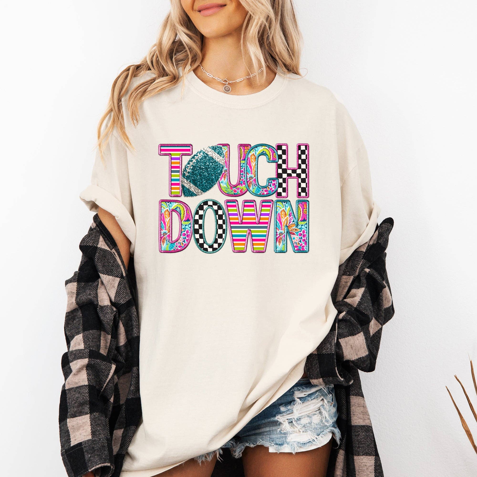 Touchdown, Colorful, Football Game Day Tailgate Party - Adult & Kids T-Shirts, Sweatshirts & Hoodies apparel design preview 1