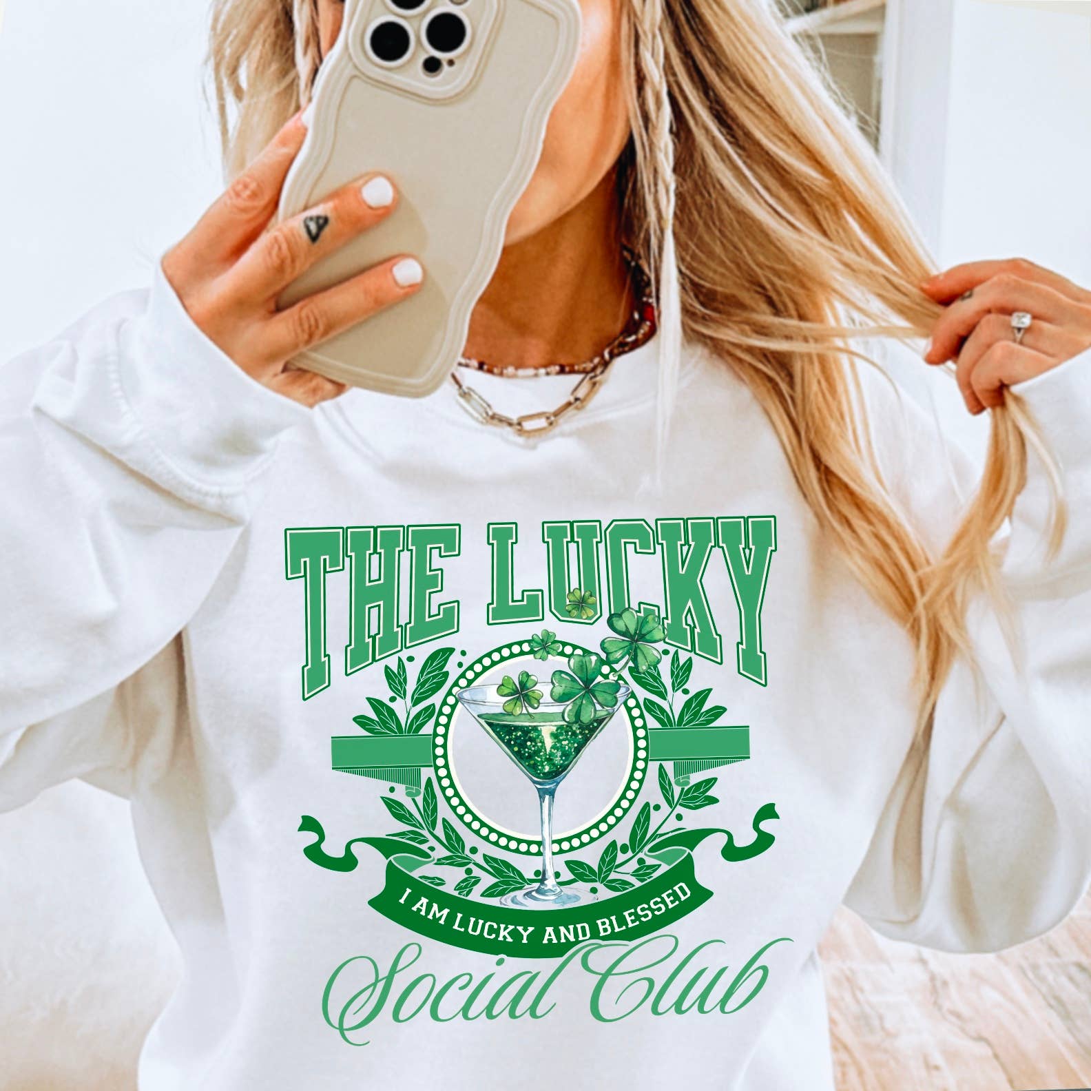 Lucky Social St. Patricks Day Graphic Crewneck - Adult & Kids T-Shirts, Sweatshirts & Hoodies apparel design preview 1