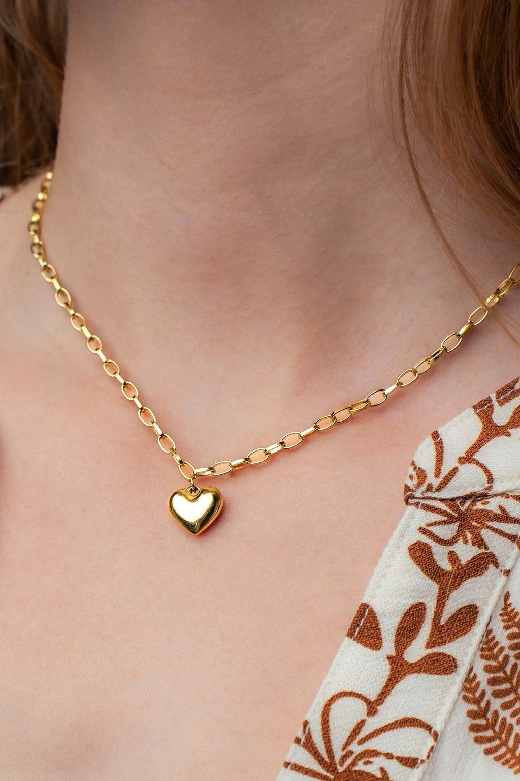 14K Gold Plated Stainless Steel Puff Heart Chain - Adult & Kids T-Shirts, Sweatshirts & Hoodies apparel design preview 1