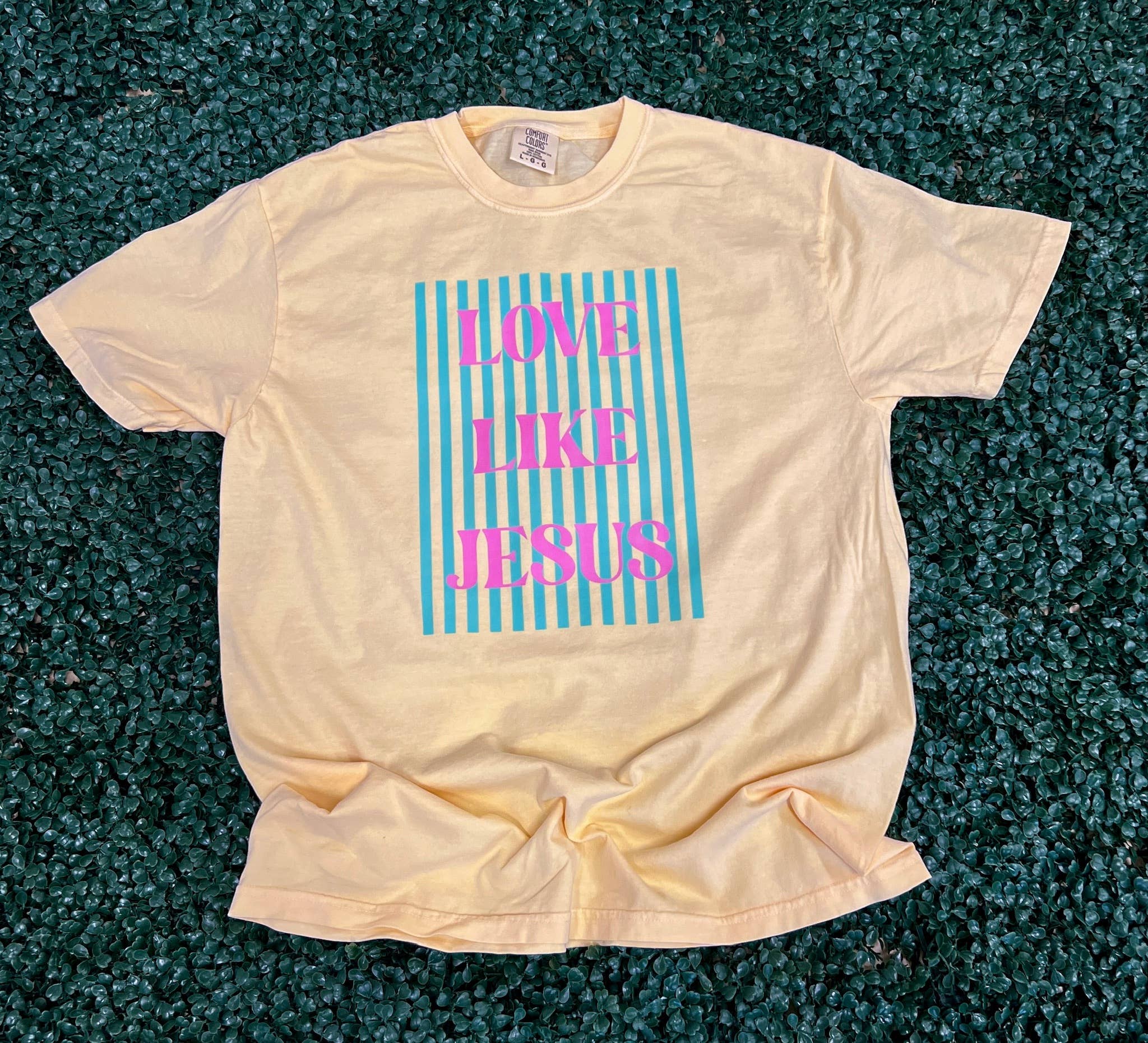 Love Like Jesus Stripes On Comfort Colors Butter - Adult & Kids T-Shirts, Sweatshirts & Hoodies apparel design preview 1
