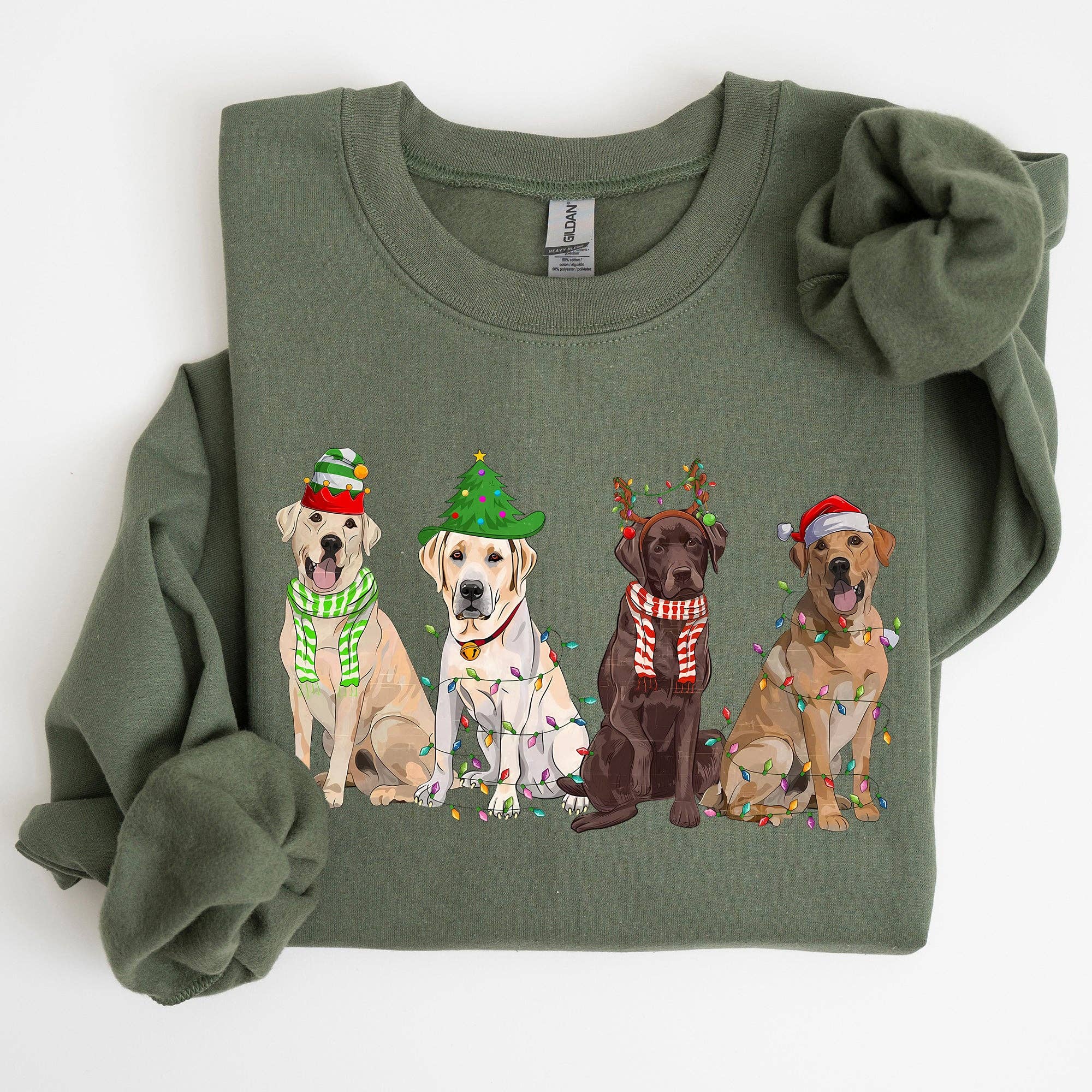 Christmas Dogs, Retriever, Labrador, Santa, Cute - Adult & Kids T-Shirts, Sweatshirts & Hoodies apparel design preview 1