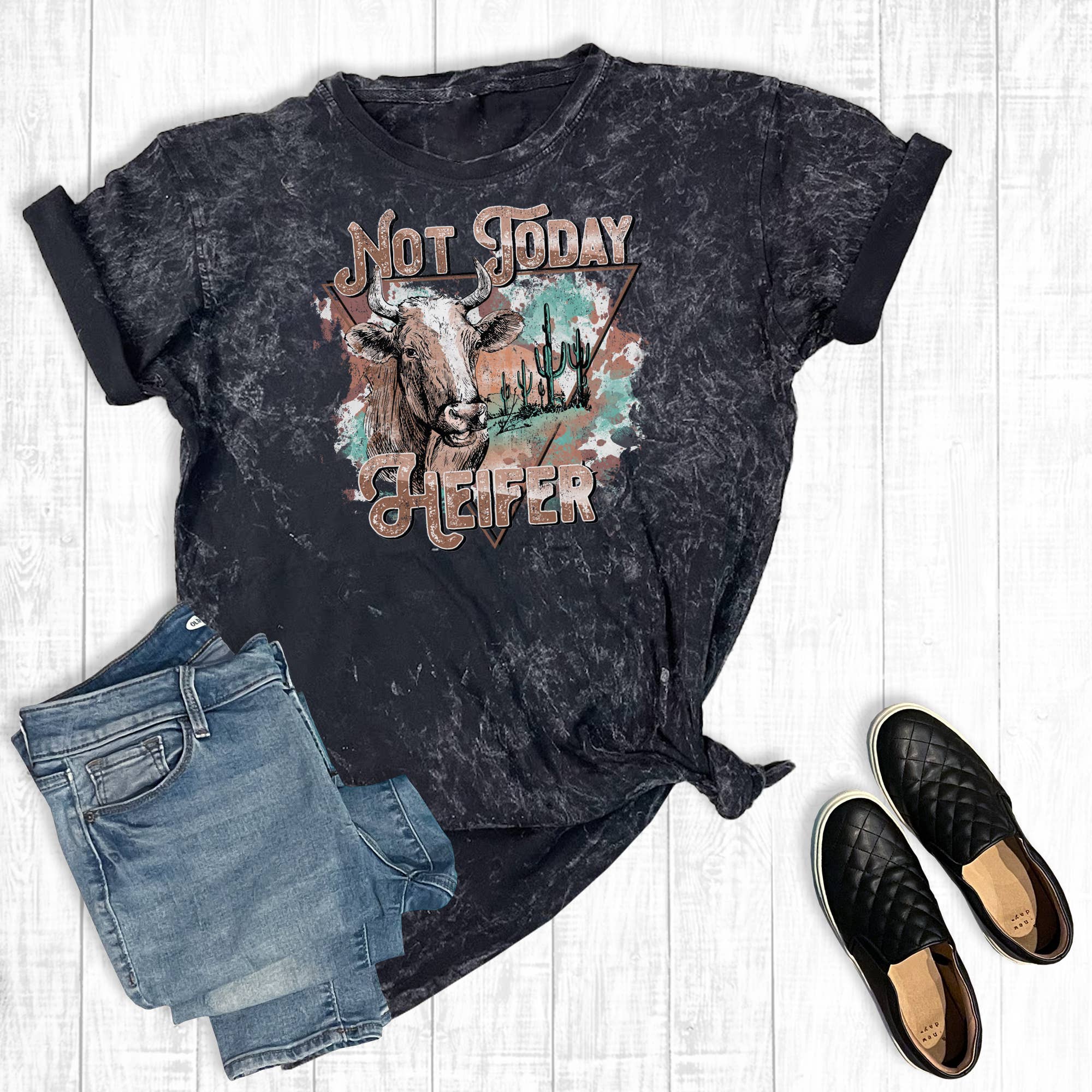 Not Today Heifer Mineral Wash Graphic - Adult & Kids T-Shirts, Sweatshirts & Hoodies apparel design preview 1