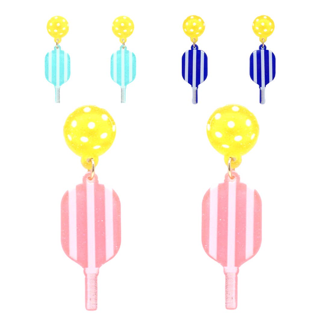 Pickleball and Paddle Glitter Figure Post Earrings - Adult & Kids T-Shirts, Sweatshirts & Hoodies apparel design preview 1