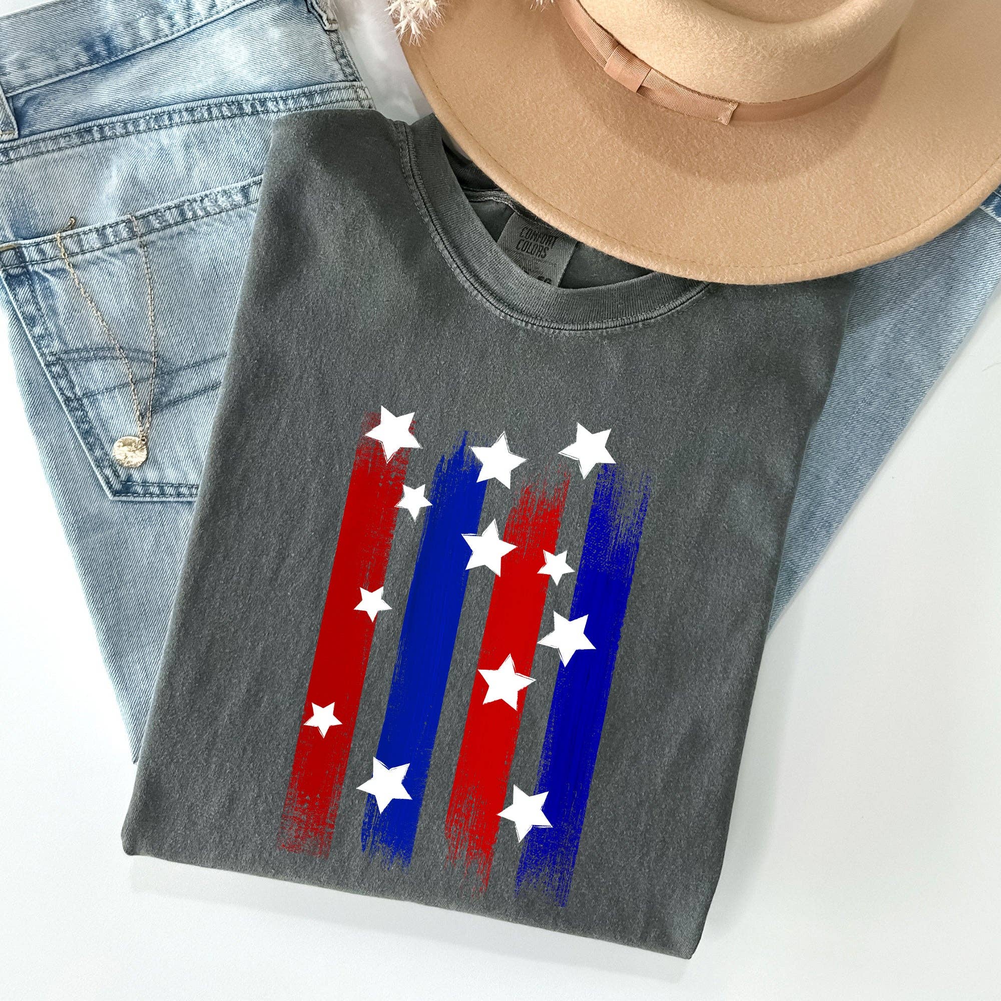 Stars, Strips, Red White Blue, Patriotic, America, - Adult & Kids T-Shirts, Sweatshirts & Hoodies apparel design preview 1