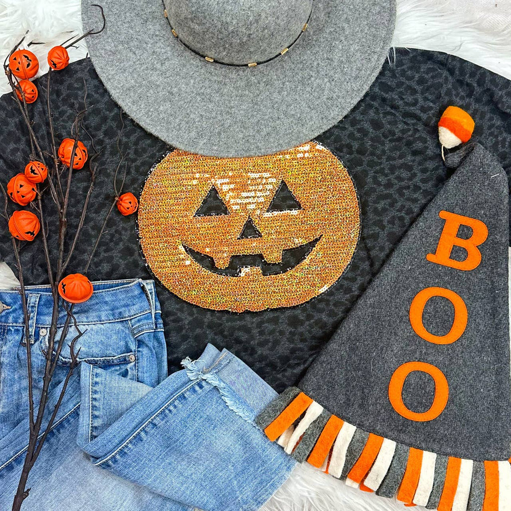 Sequin Pumpkin Patch Black Leopard - Adult & Kids T-Shirts, Sweatshirts & Hoodies apparel design preview 1