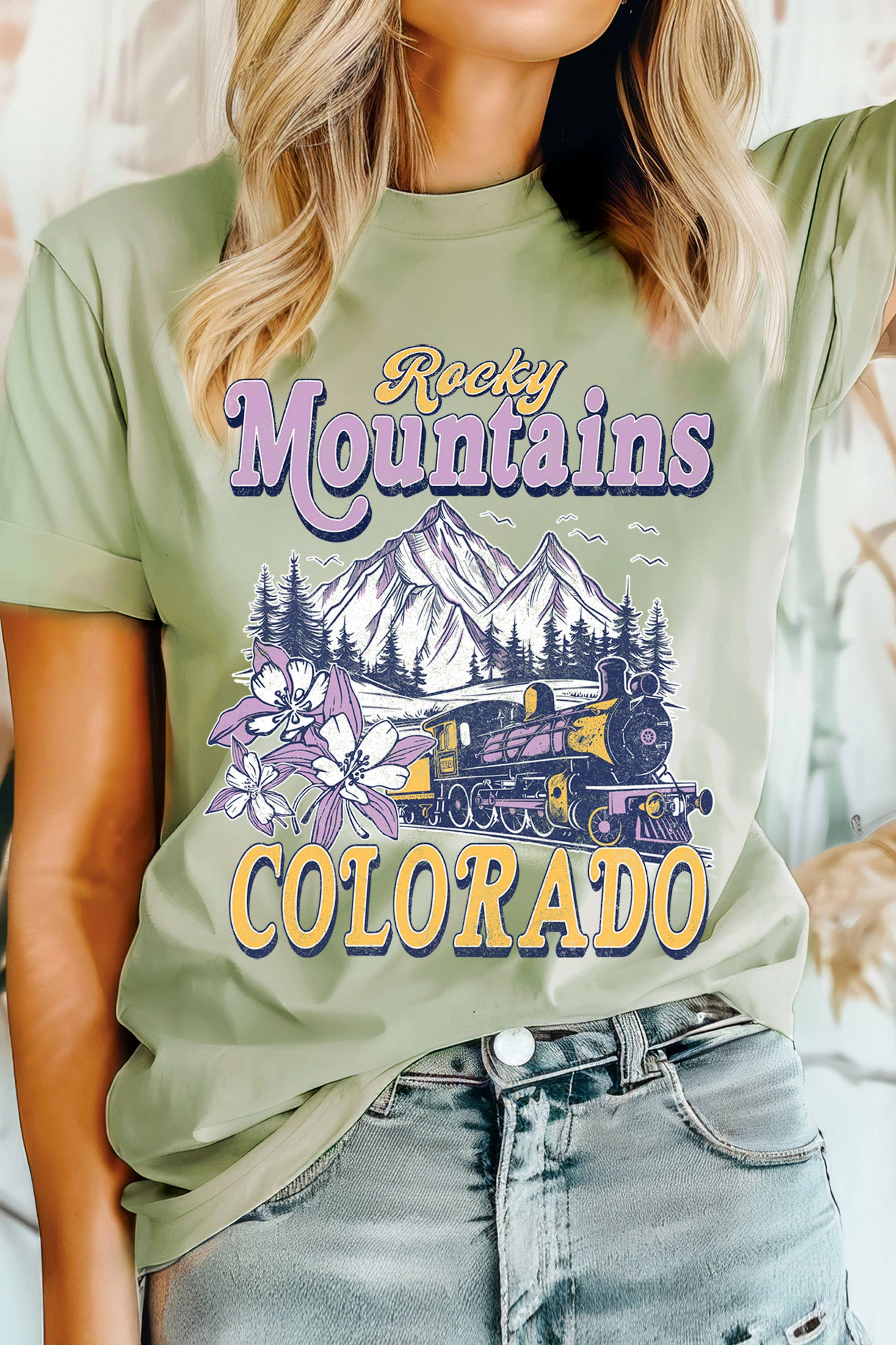 Colorado Rocky Mountains Train Graphic - Adult & Kids T-Shirts, Sweatshirts & Hoodies apparel design preview 1