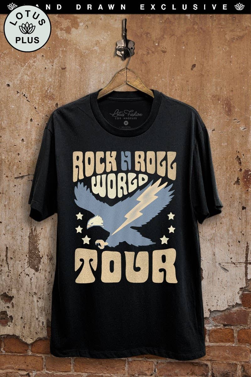 Rock Roll World Tour Eagle Graphic Top - Adult & Kids T-Shirts, Sweatshirts & Hoodies apparel design preview 1