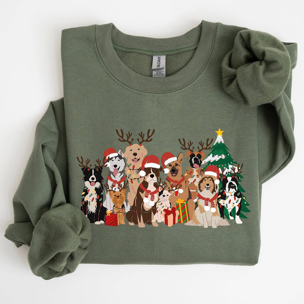 Christmas Dogs, Antlers, Reindeer Santa Dog Lover - Adult & Kids T-Shirts, Sweatshirts & Hoodies apparel design preview 1