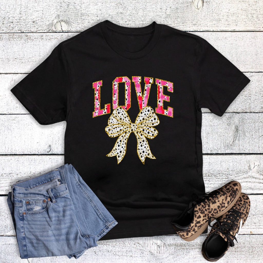 Valentine Brushstroke Love Coquette Bow Graphic - Adult & Kids T-Shirts, Sweatshirts & Hoodies apparel design preview 1