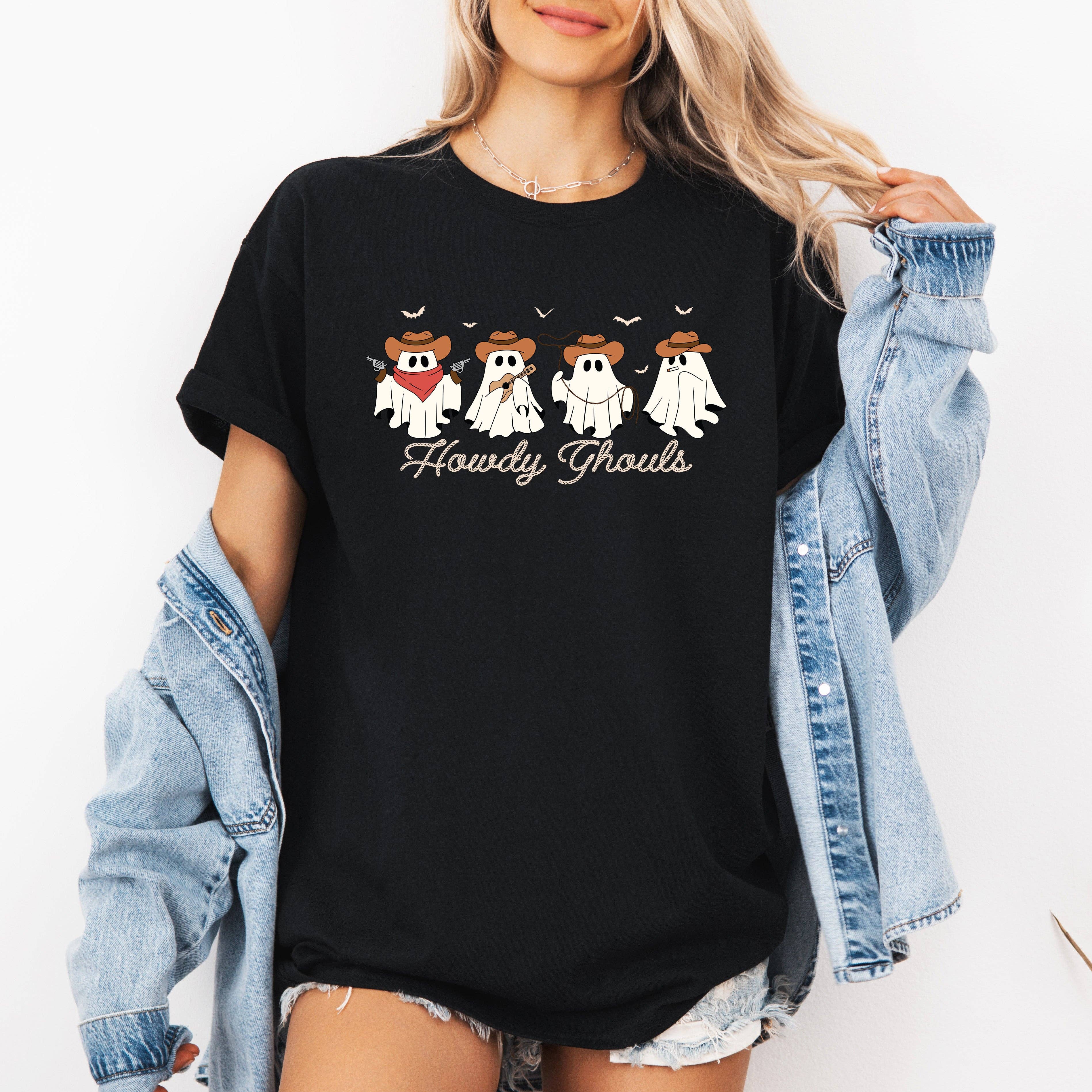 Howdy Ghouls, Cowboy Ghosts, Western, Halloween, - Adult & Kids T-Shirts, Sweatshirts & Hoodies apparel design preview 1