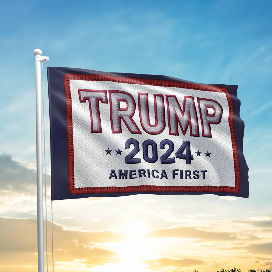 Trump 2024 America First Patch Flag 2394 - Adult & Kids T-Shirts, Sweatshirts & Hoodies apparel design preview 1
