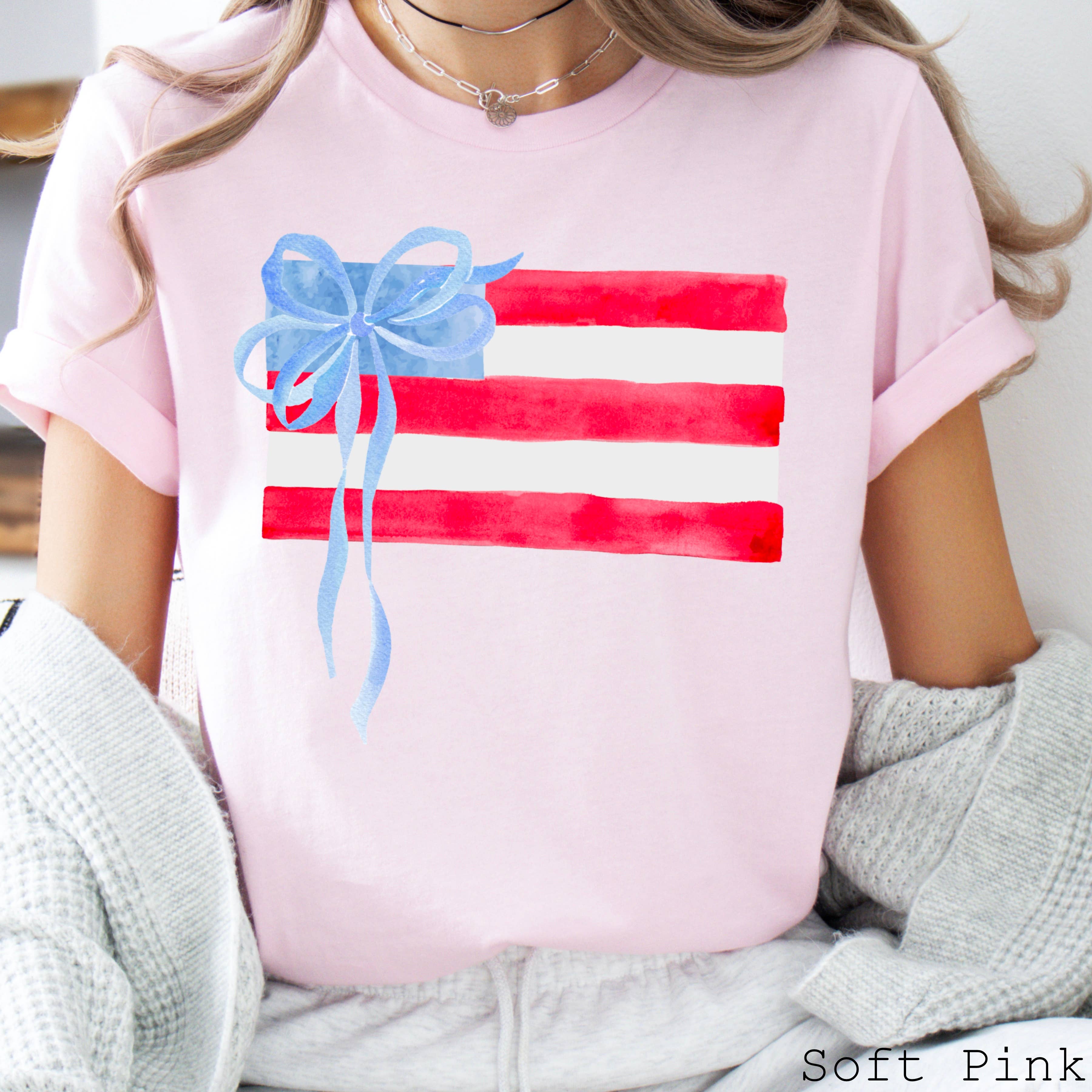 July 4th Graphic Coquette USA Flag Bella Canvas - Adult & Kids T-Shirts, Sweatshirts & Hoodies apparel design preview 1