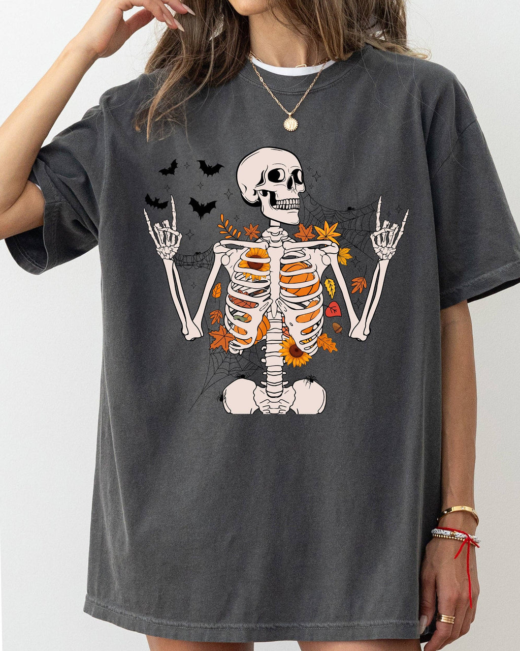 Funny Skeleton, Flowers, Rock, Western, Halloween - Adult & Kids T-Shirts, Sweatshirts & Hoodies apparel design preview 1