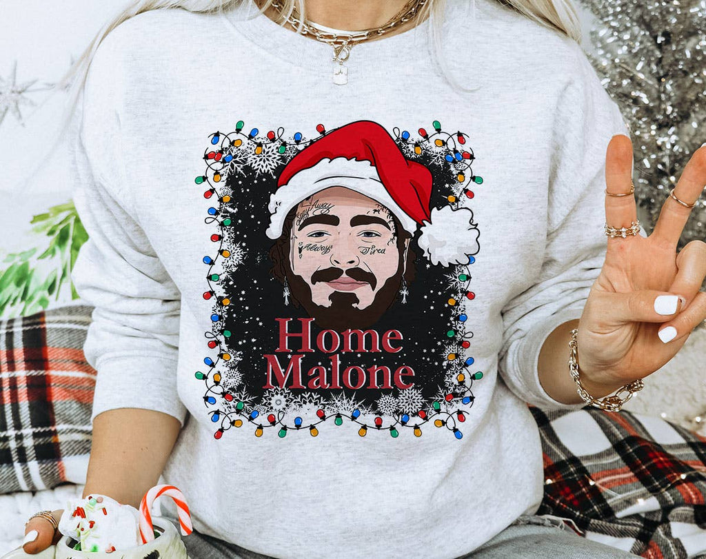 Home Malone Funny Christmas Movie Parody - Adult & Kids T-Shirts, Sweatshirts & Hoodies apparel design preview 1