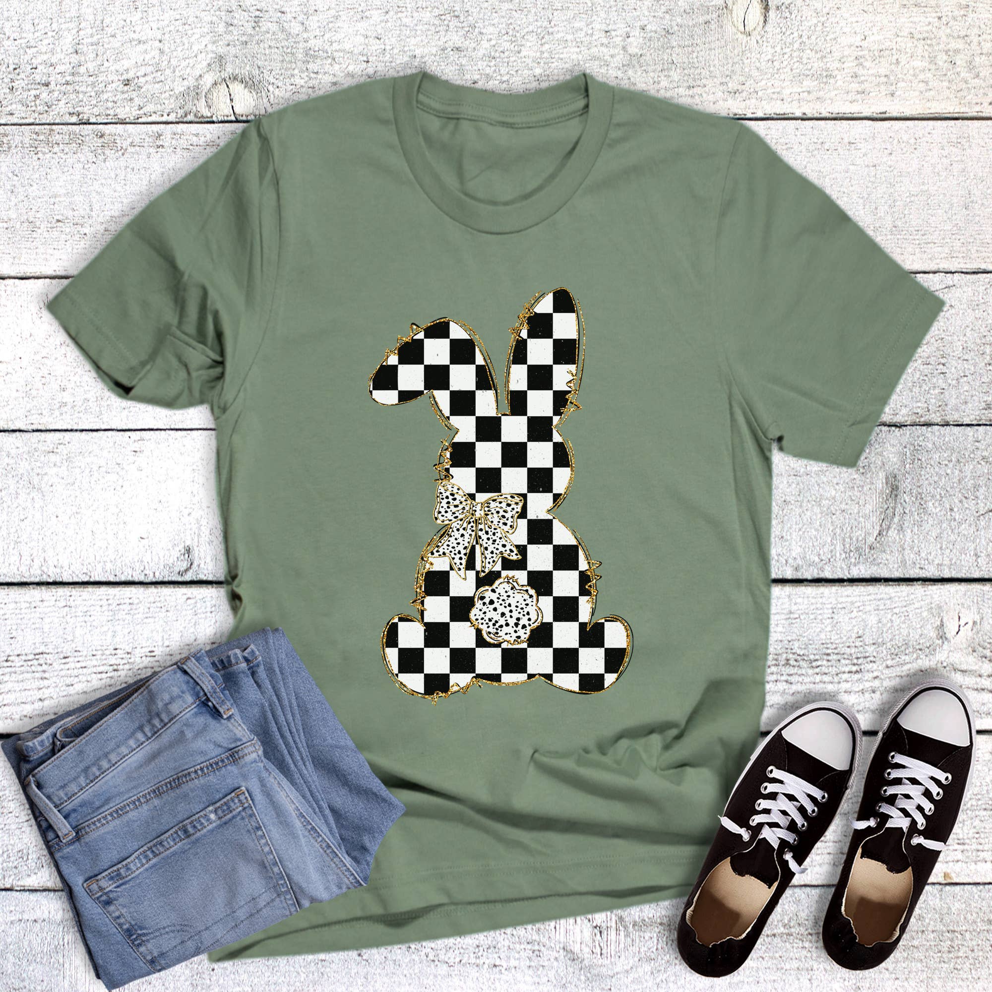 Easter Checked Bunny Graphic - Adult & Kids T-Shirts, Sweatshirts & Hoodies apparel design preview 1