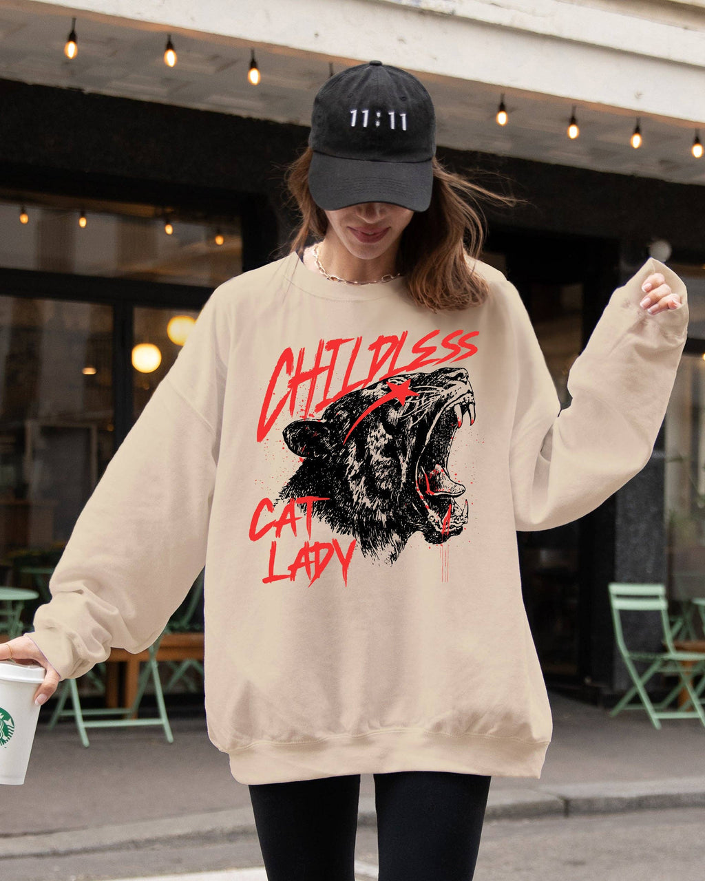 Childless Cat Lady, Roar, Tiger, Coconut Tree - Adult & Kids T-Shirts, Sweatshirts & Hoodies apparel design preview 1