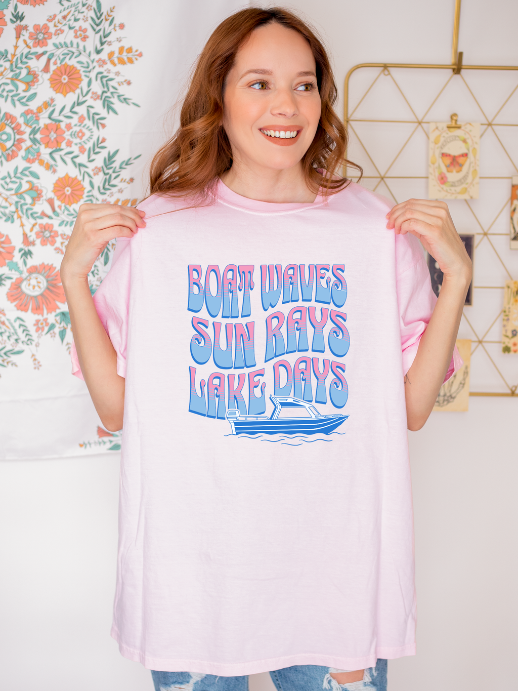 Boat Waves Sun Rays Lake Days, Summer Apparel, - Adult & Kids T-Shirts, Sweatshirts & Hoodies apparel design preview 1