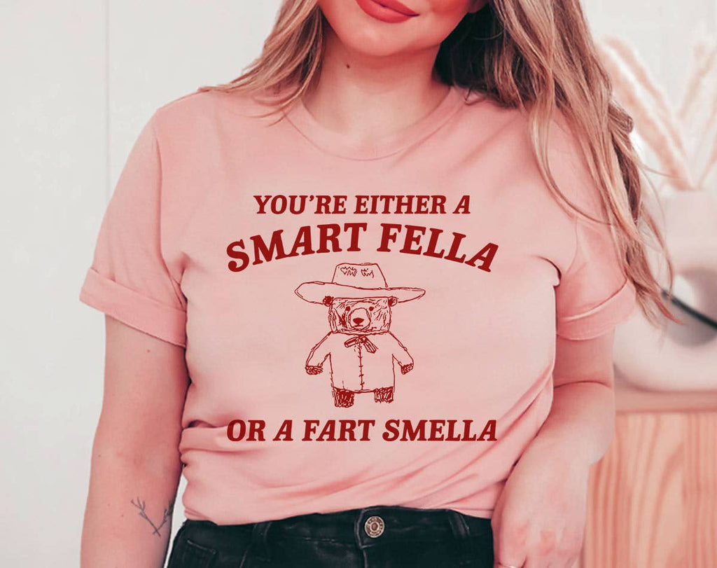 Smart Fella or Fart Smella Funny Bear Meme - Adult & Kids T-Shirts, Sweatshirts & Hoodies apparel design preview 1