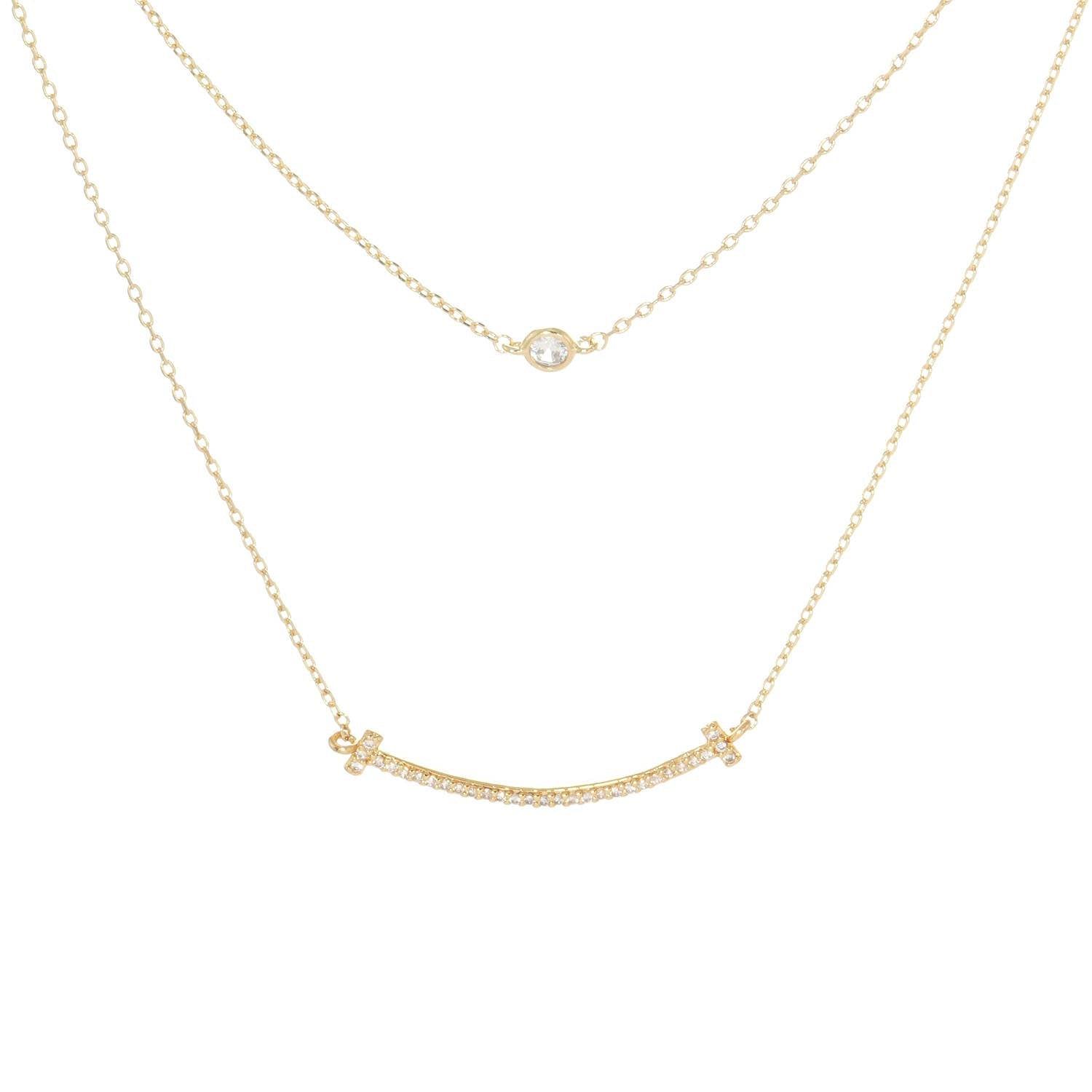 Cubic Zirconia Gold Dipped Layered Necklace - Adult & Kids T-Shirts, Sweatshirts & Hoodies apparel design preview 1