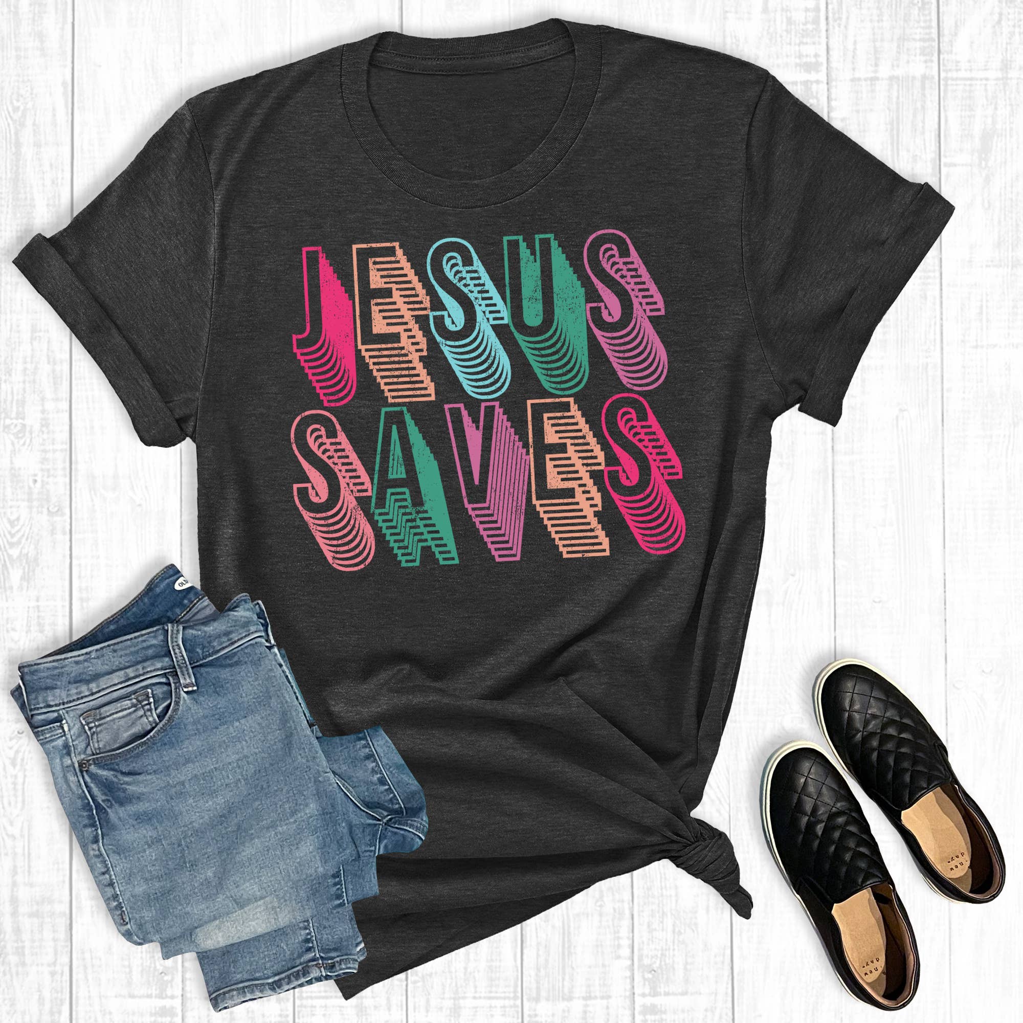 Faith Jesus Saves Graphic - Adult & Kids T-Shirts, Sweatshirts & Hoodies apparel design preview 1