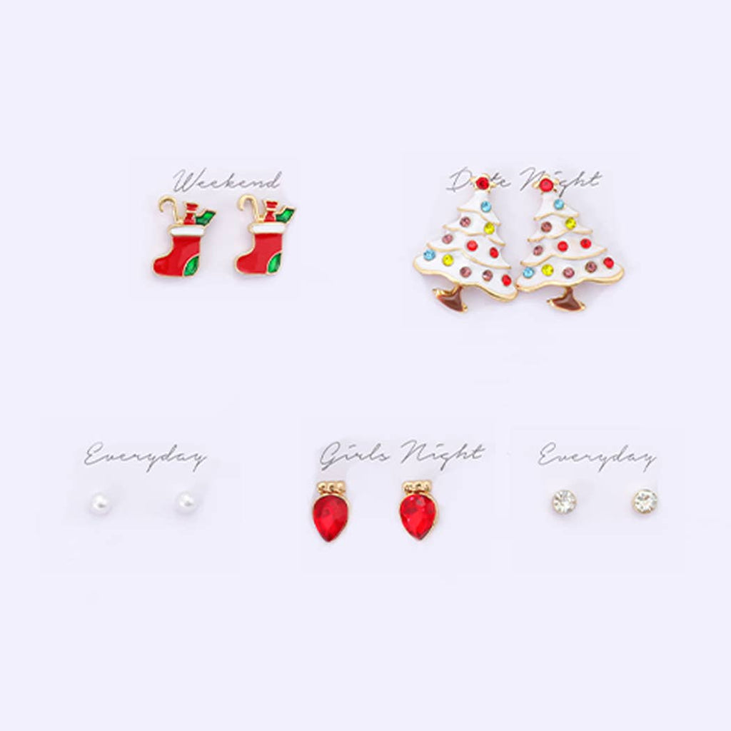 5 Pairs Joyful Holiday Stud Earrings Gift Box - Adult & Kids T-Shirts, Sweatshirts & Hoodies apparel design preview 1