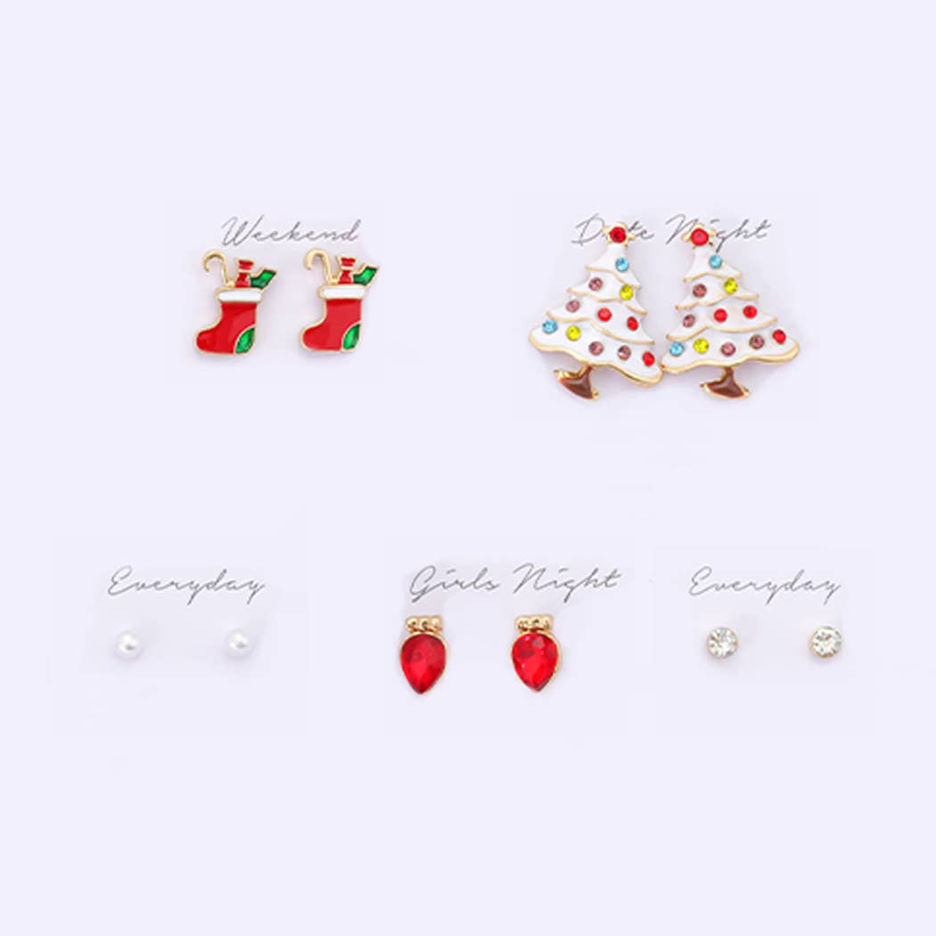 5 Pairs Joyful Holiday Stud Earrings Gift Box - Adult & Kids T-Shirts, Sweatshirts & Hoodies apparel design preview 1