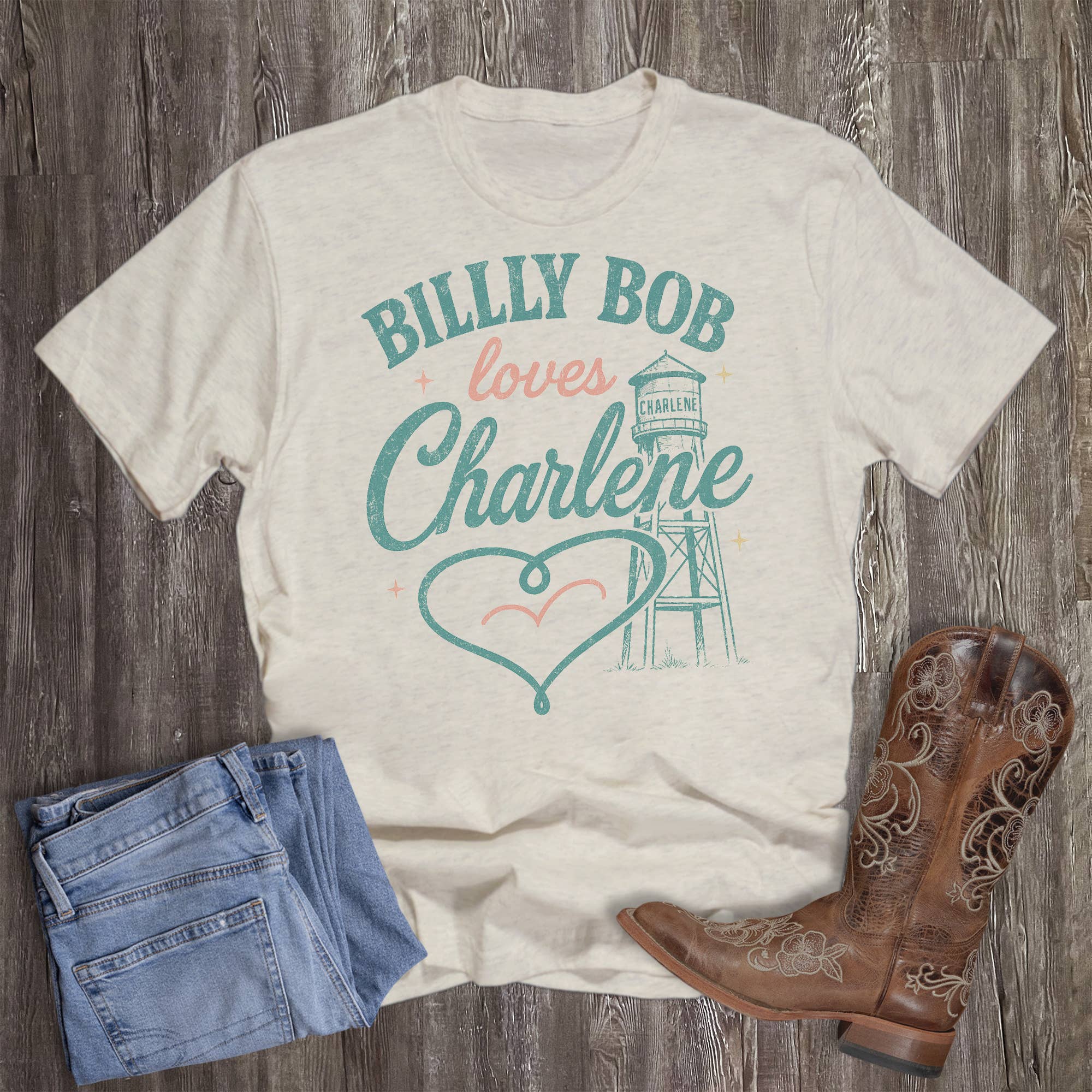 Western Billy Bob Loves Charlene Graphic - Adult & Kids T-Shirts, Sweatshirts & Hoodies apparel design preview 1