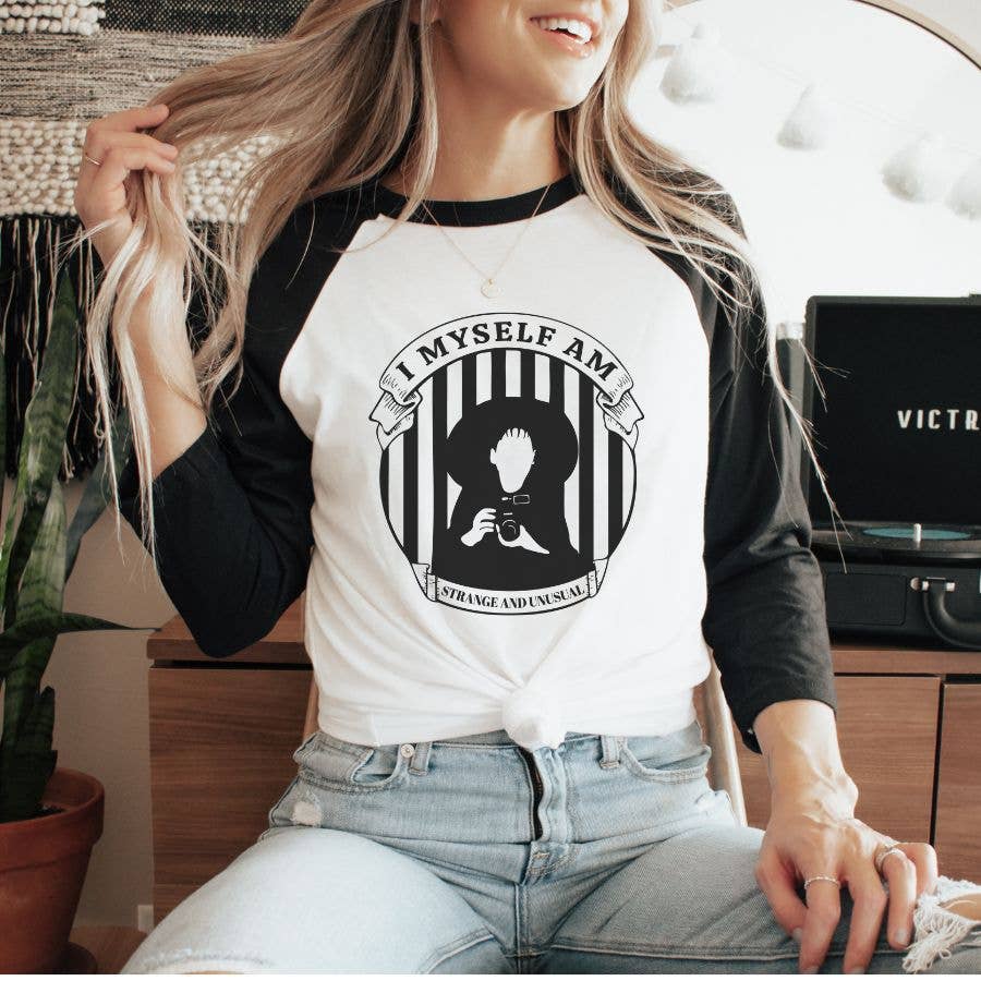 I Myself Am Strange and Unusual Baseball Raglan - Adult & Kids T-Shirts, Sweatshirts & Hoodies apparel design preview 1