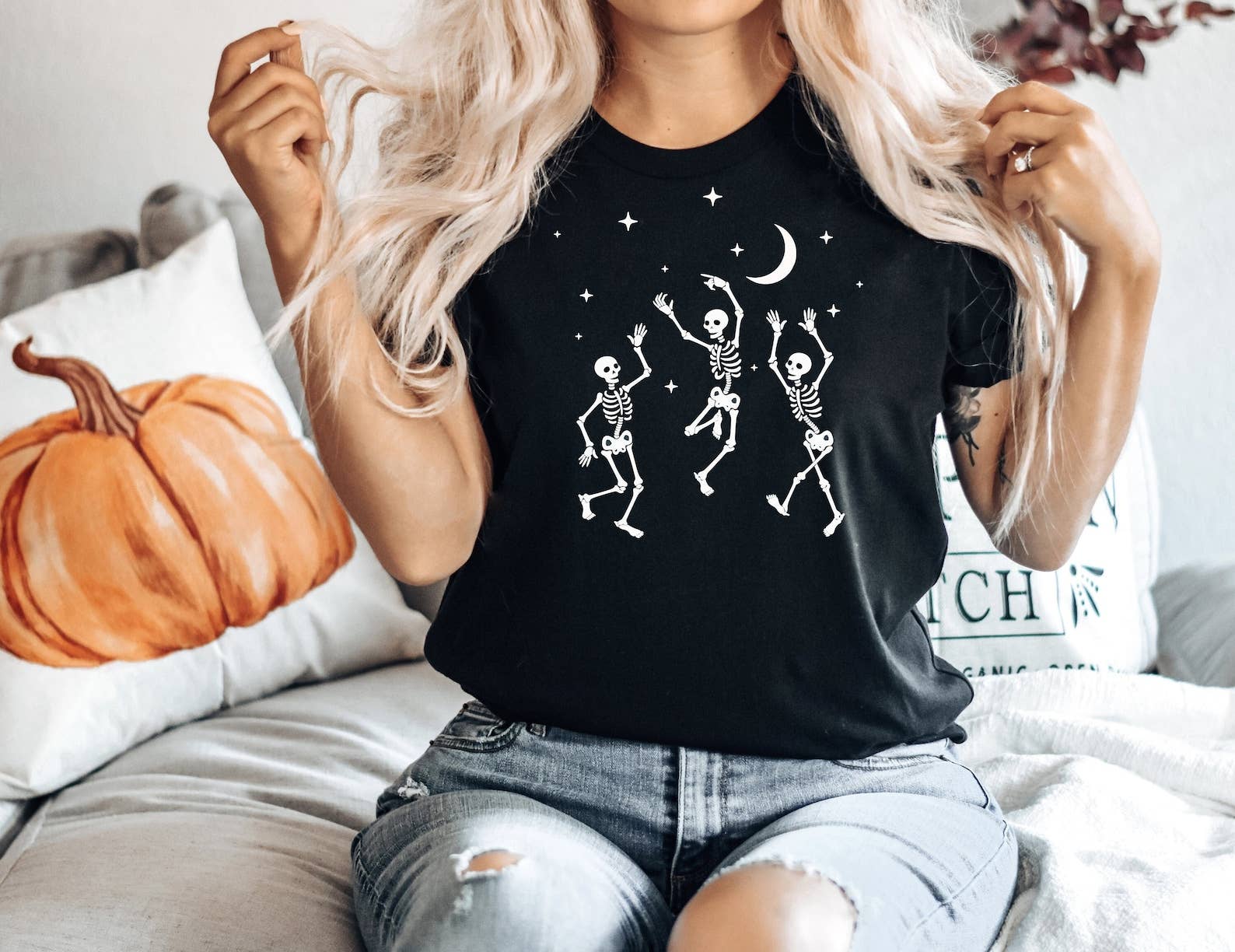 Skeleton Dancing Halloween - Adult & Kids T-Shirts, Sweatshirts & Hoodies apparel design preview 1