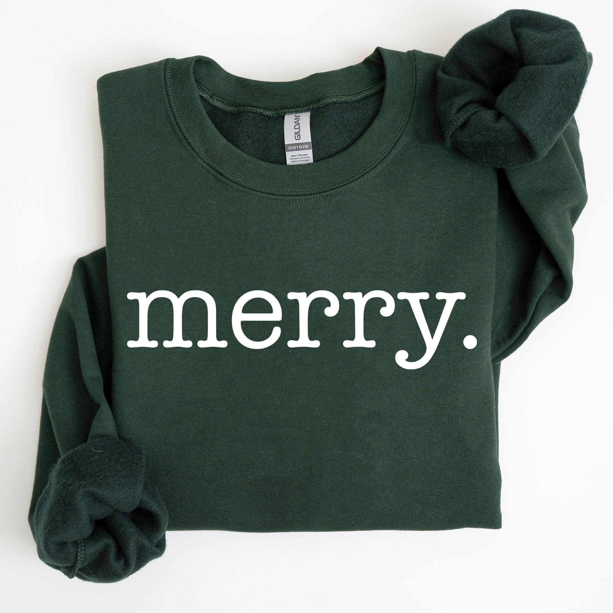 Merry, Classic Minimalist, Christmas, Winter Snow - Adult & Kids T-Shirts, Sweatshirts & Hoodies apparel design preview 1