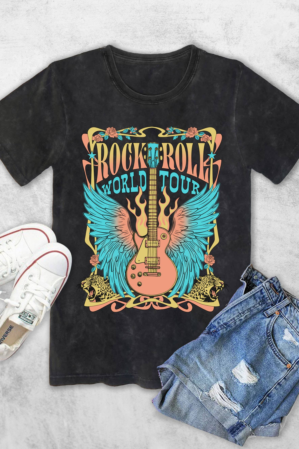 Rock and Roll Wings Guitar Women's Vintage Graphic - Adult & Kids T-Shirts, Sweatshirts & Hoodies apparel design preview 1