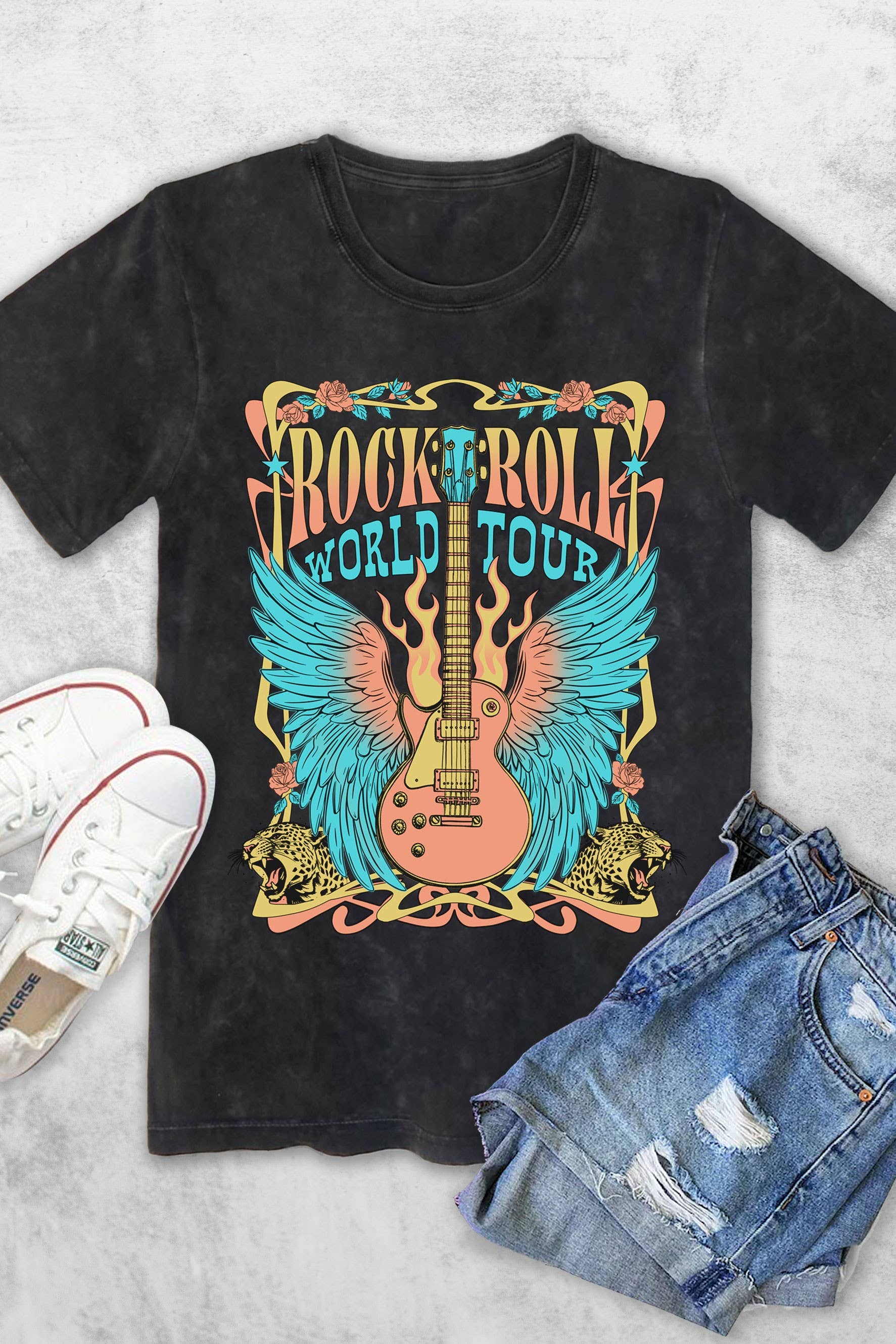 Rock and Roll Wings Guitar Women's Vintage Graphic - Adult & Kids T-Shirts, Sweatshirts & Hoodies apparel design preview 1