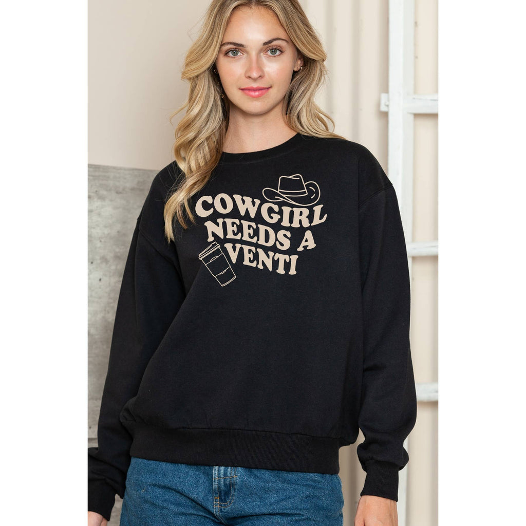 Cowgirl Needs A Venti Crewneck - Adult & Kids T-Shirts, Sweatshirts & Hoodies apparel design preview 1