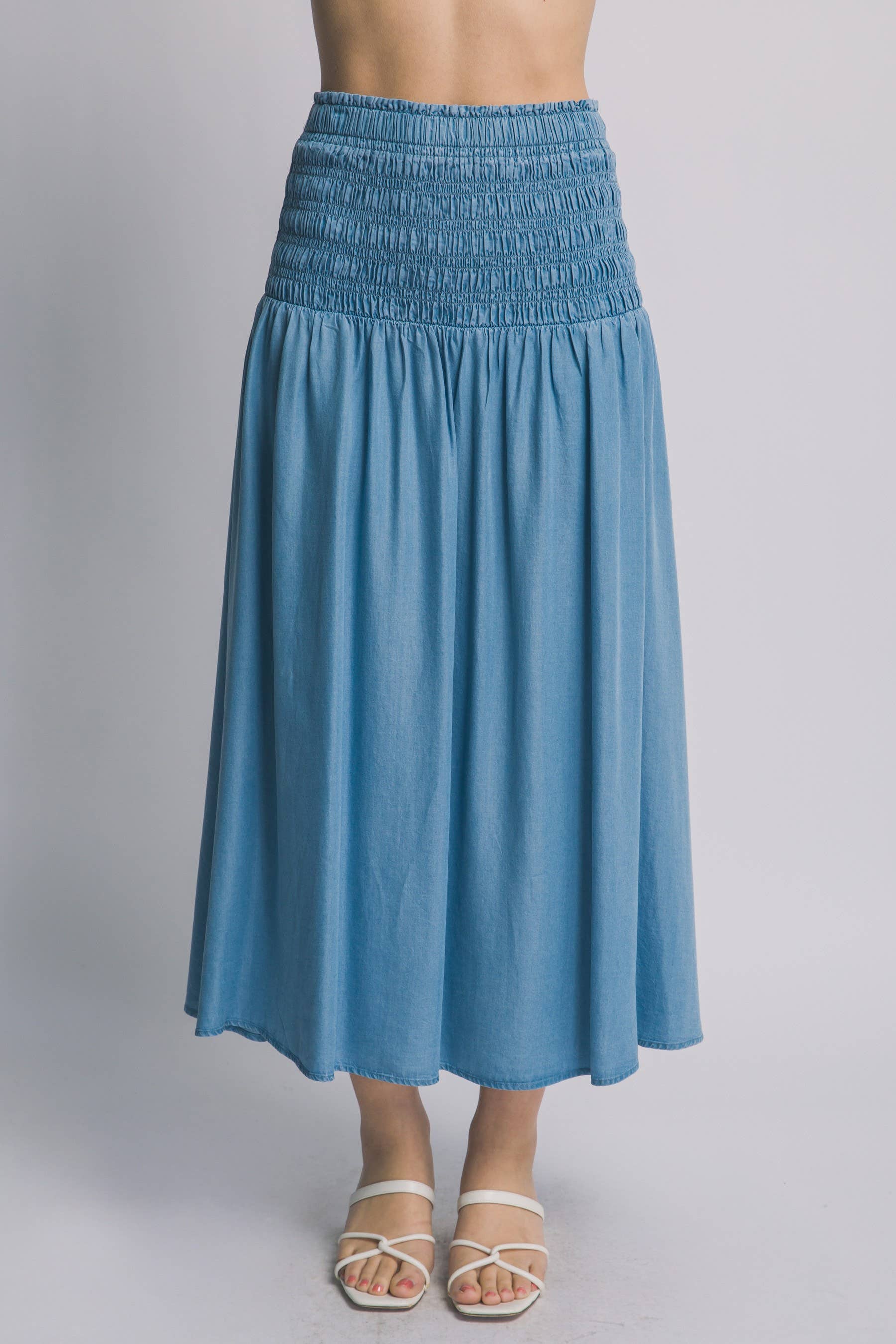..0126 Smocked-Waist Midi Skirt SI-29422 - Adult & Kids T-Shirts, Sweatshirts & Hoodies apparel design preview 1