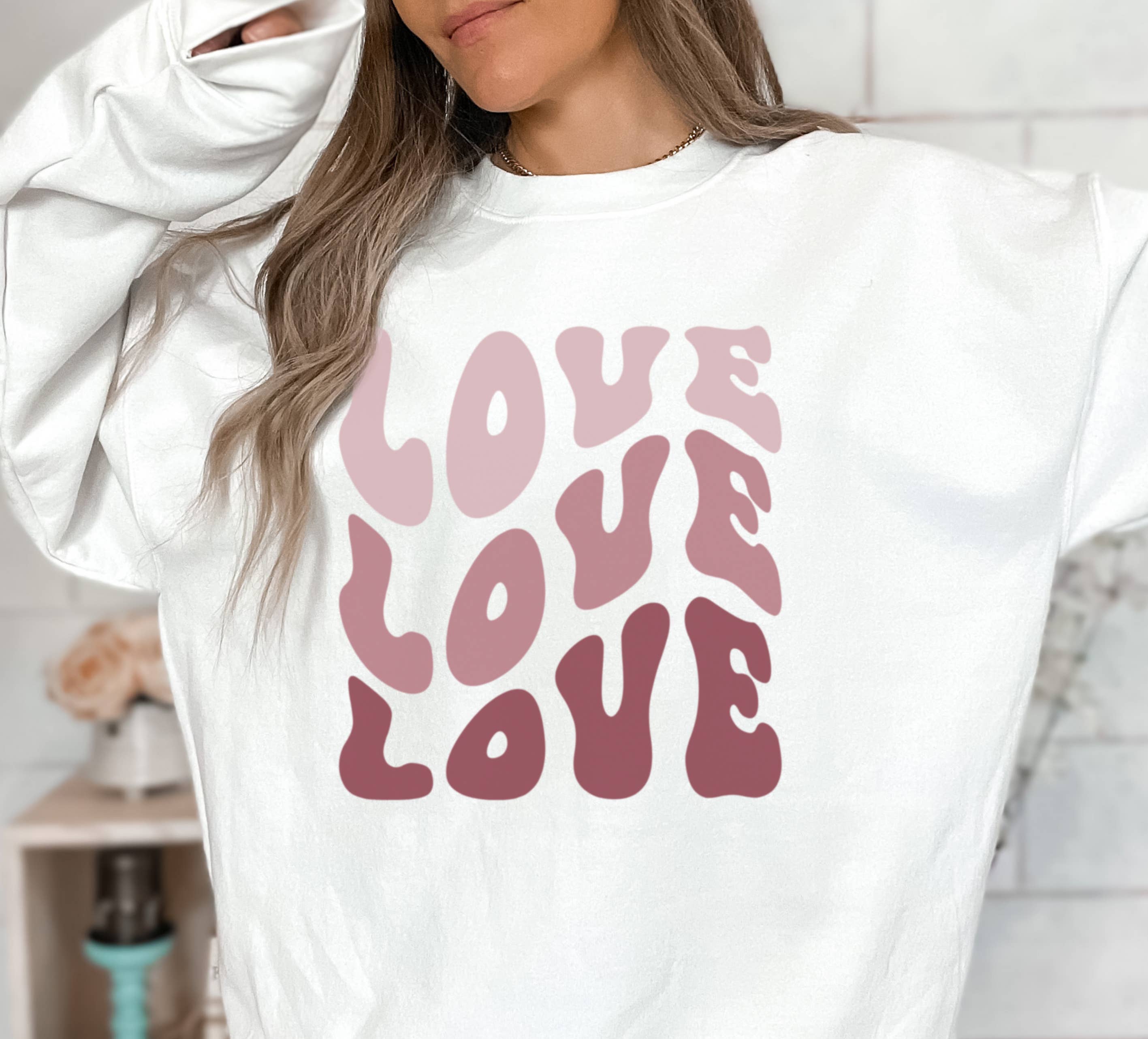 Love Crewneck Valentine's Day Sizes - Adult & Kids T-Shirts, Sweatshirts & Hoodies apparel design preview 1