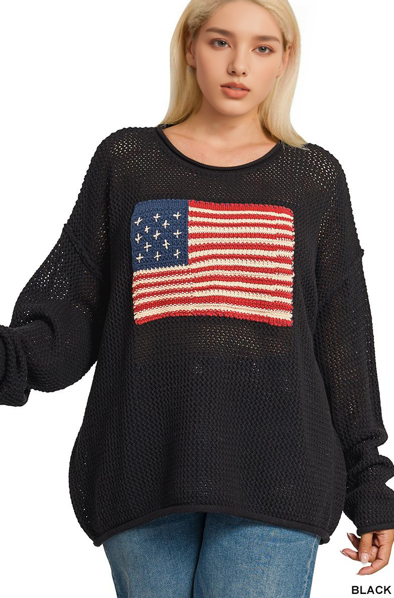 0819 Plus American Flag Crew Neck Sweater SI-28626 - Adult & Kids T-Shirts, Sweatshirts & Hoodies apparel design preview 1