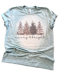 Merry Bright Christmas Trees Bleached - Adult & Kids T-Shirts, Sweatshirts & Hoodies apparel design preview 1