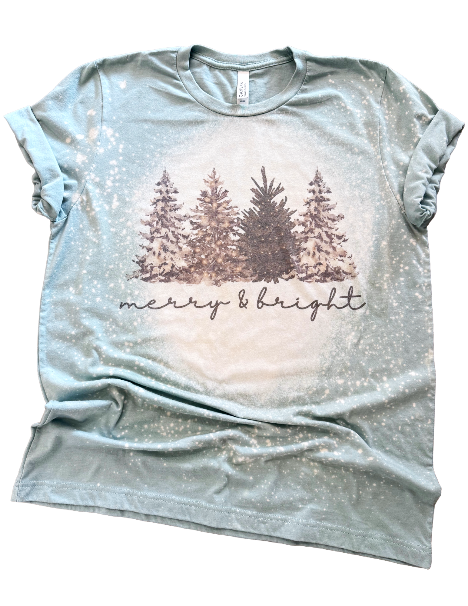 Merry Bright Christmas Trees Bleached - Adult & Kids T-Shirts, Sweatshirts & Hoodies apparel design preview 1