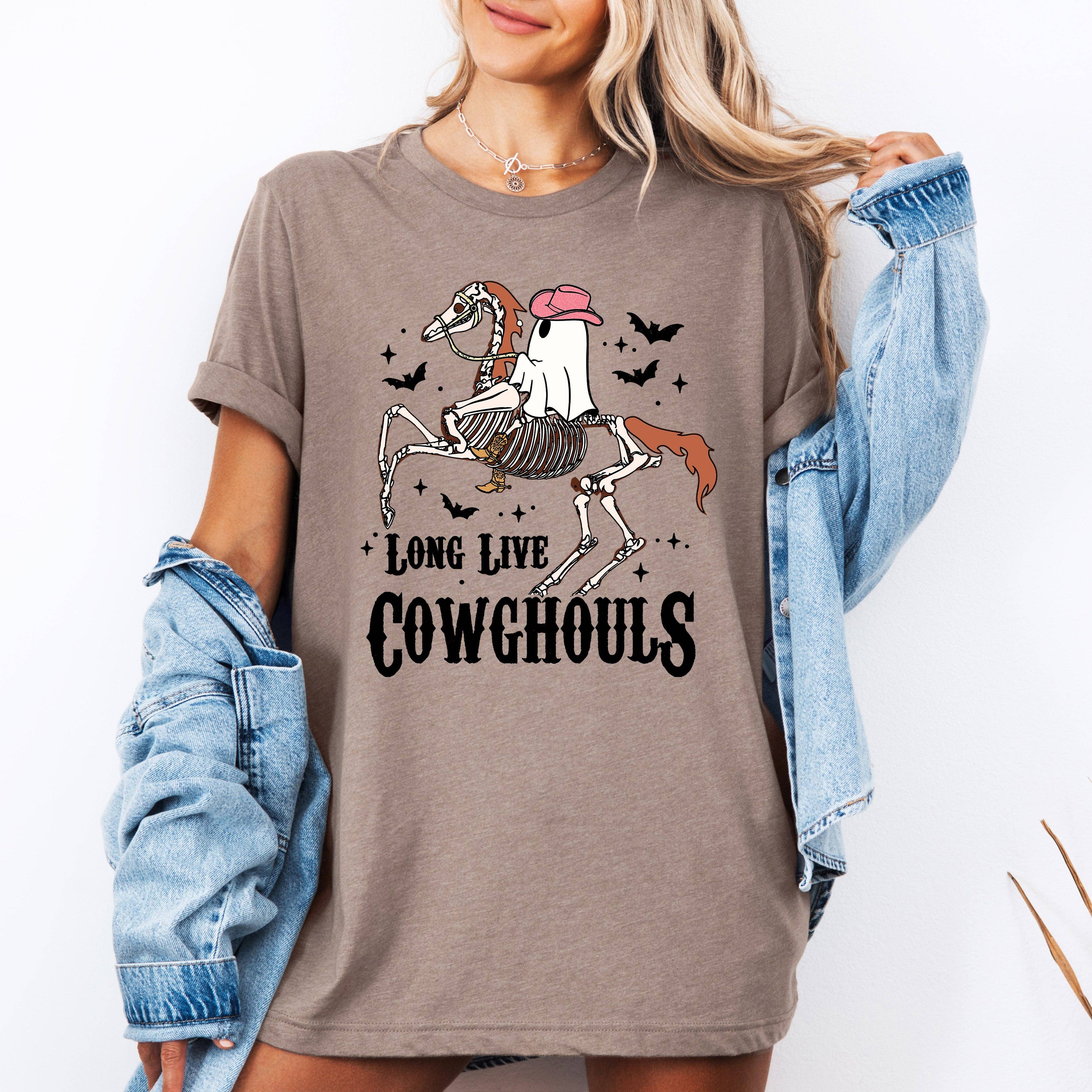 Long Live Cowghouls, Skeleton, Ghost, Horse Halloween - Adult & Kids T-Shirts, Sweatshirts & Hoodies apparel design preview 1