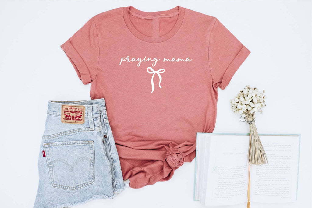 Praying Mama Mauve Faith Based Mom Graphic - Adult & Kids T-Shirts, Sweatshirts & Hoodies apparel design preview 1