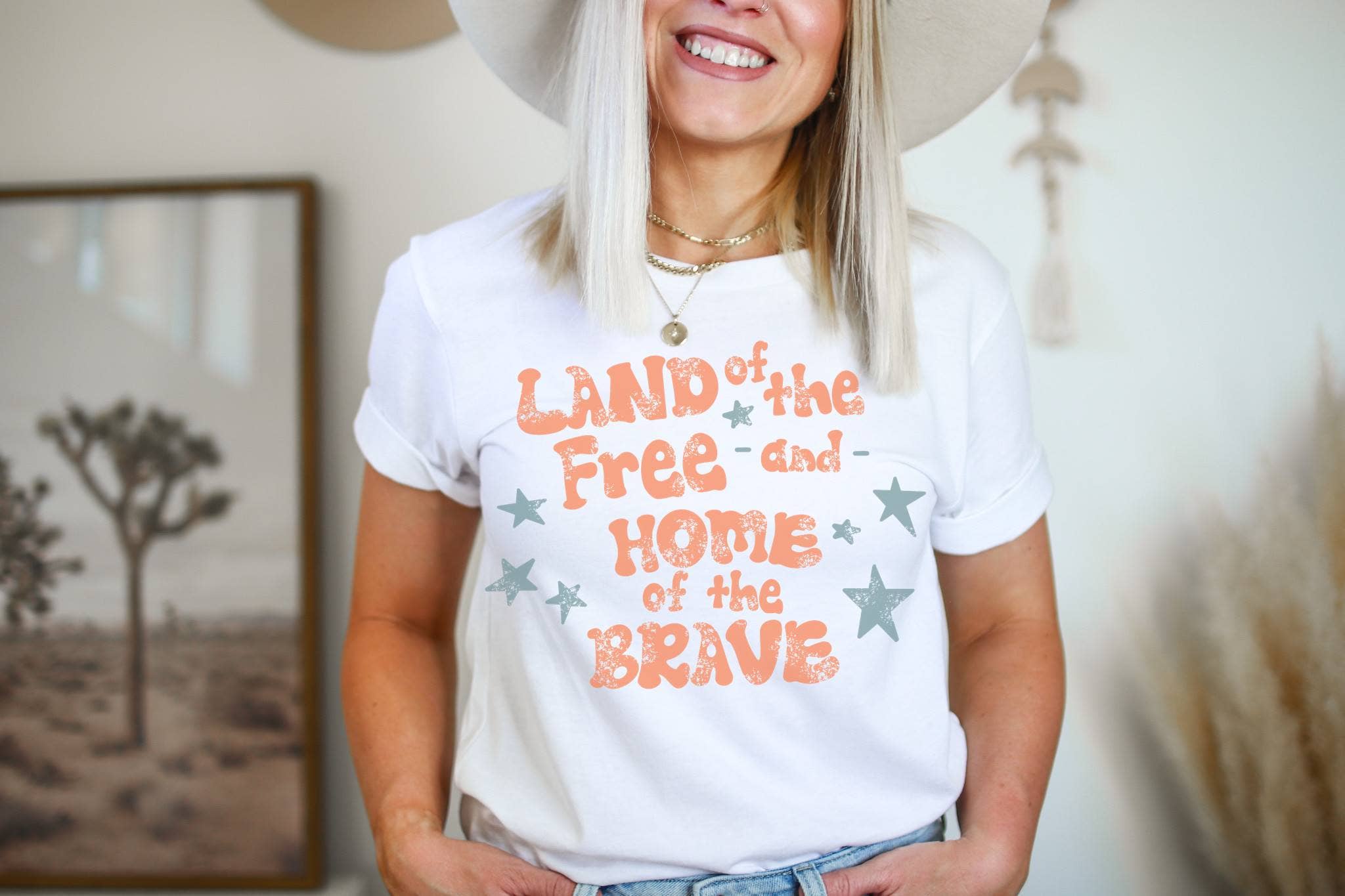 Retro Land of the Free 4th July Patriotic Graphic - Adult & Kids T-Shirts, Sweatshirts & Hoodies apparel design preview 1