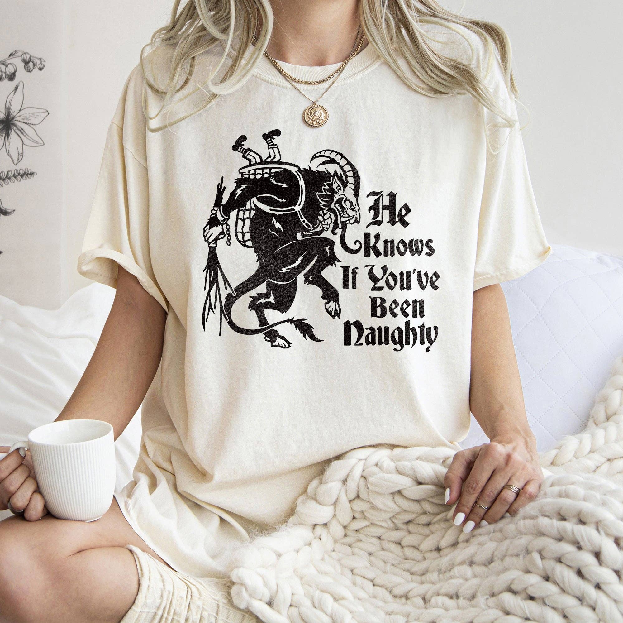 Krampus, Naughty, Santa, Christmas, Nice,, - Adult & Kids T-Shirts, Sweatshirts & Hoodies apparel design preview 1