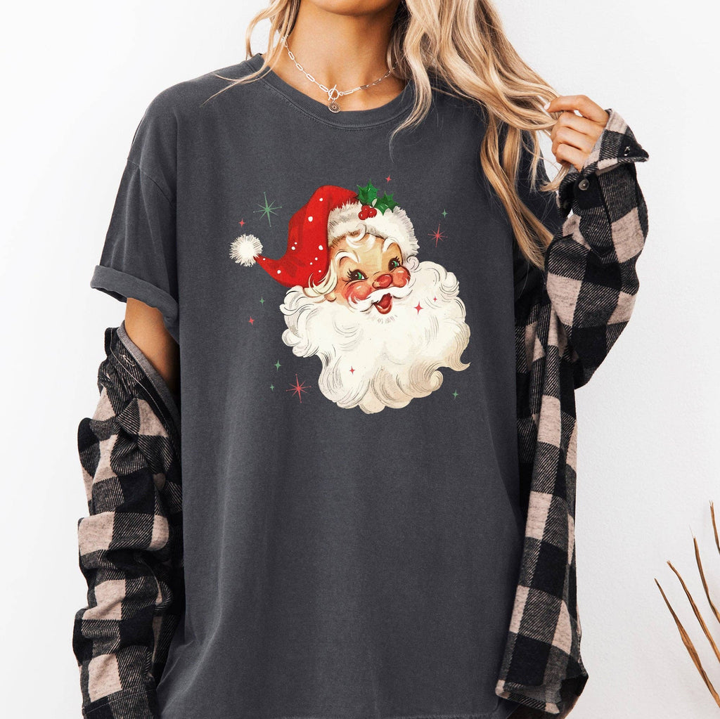 Retro Santa, Red Christmas Sparkles, Vintage, Winter - Adult & Kids T-Shirts, Sweatshirts & Hoodies apparel design preview 1