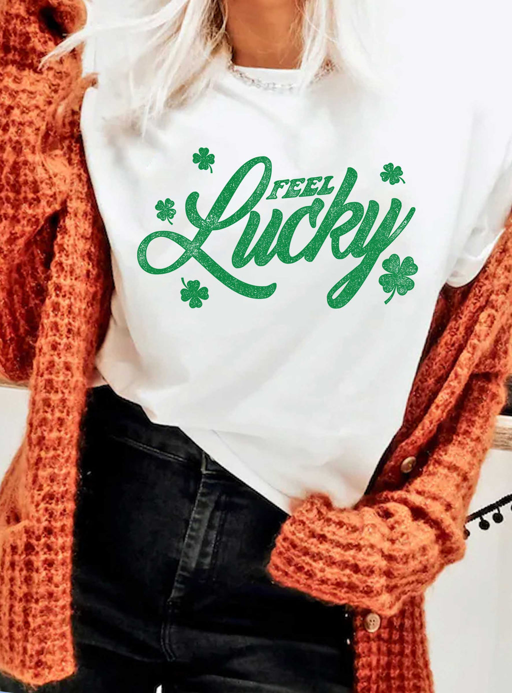 Feel Lucky Clover Graphic - Adult & Kids T-Shirts, Sweatshirts & Hoodies apparel design preview 1
