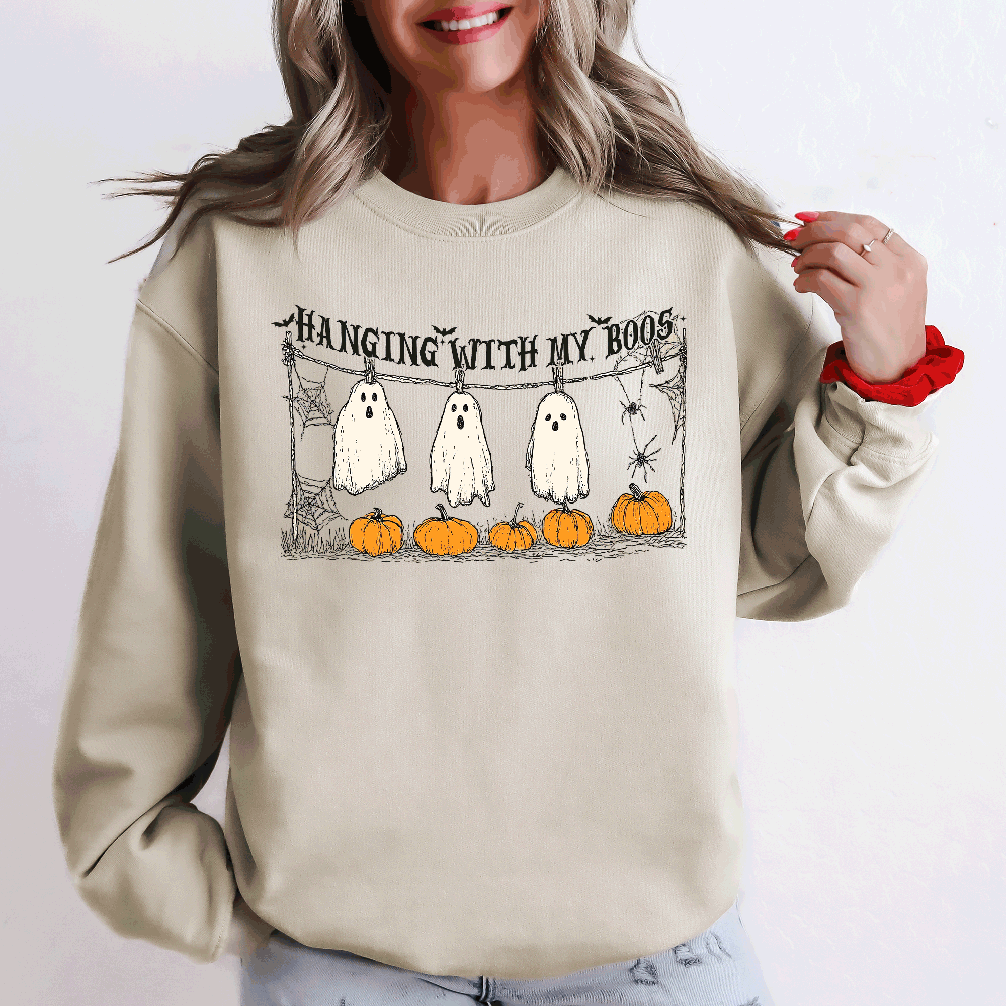Hanging with My Boos Halloween Pumpkins - Adult & Kids T-Shirts, Sweatshirts & Hoodies apparel design preview 1