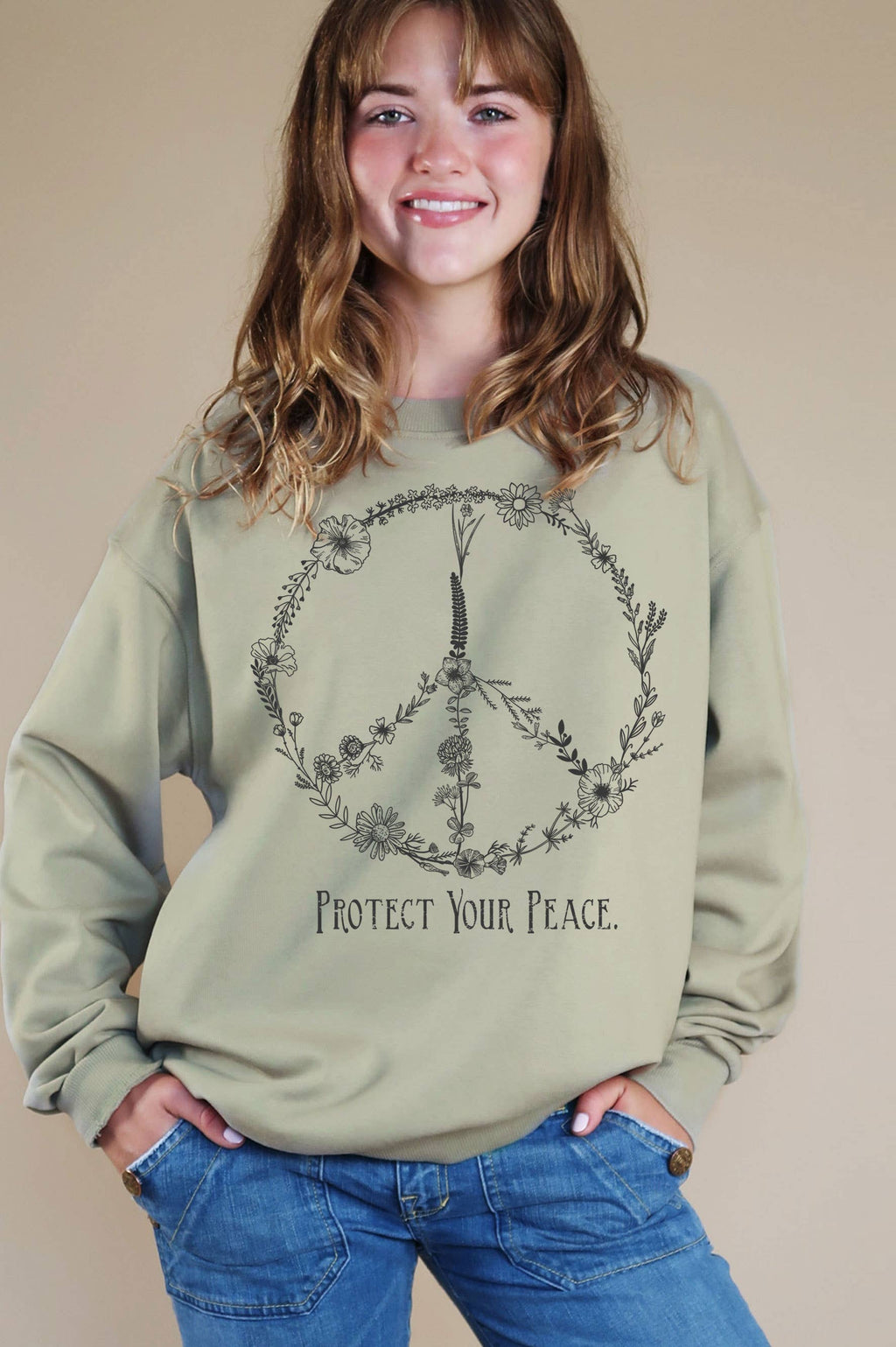 Peace Floral Graphic Brushed - Adult & Kids T-Shirts, Sweatshirts & Hoodies apparel design preview 1