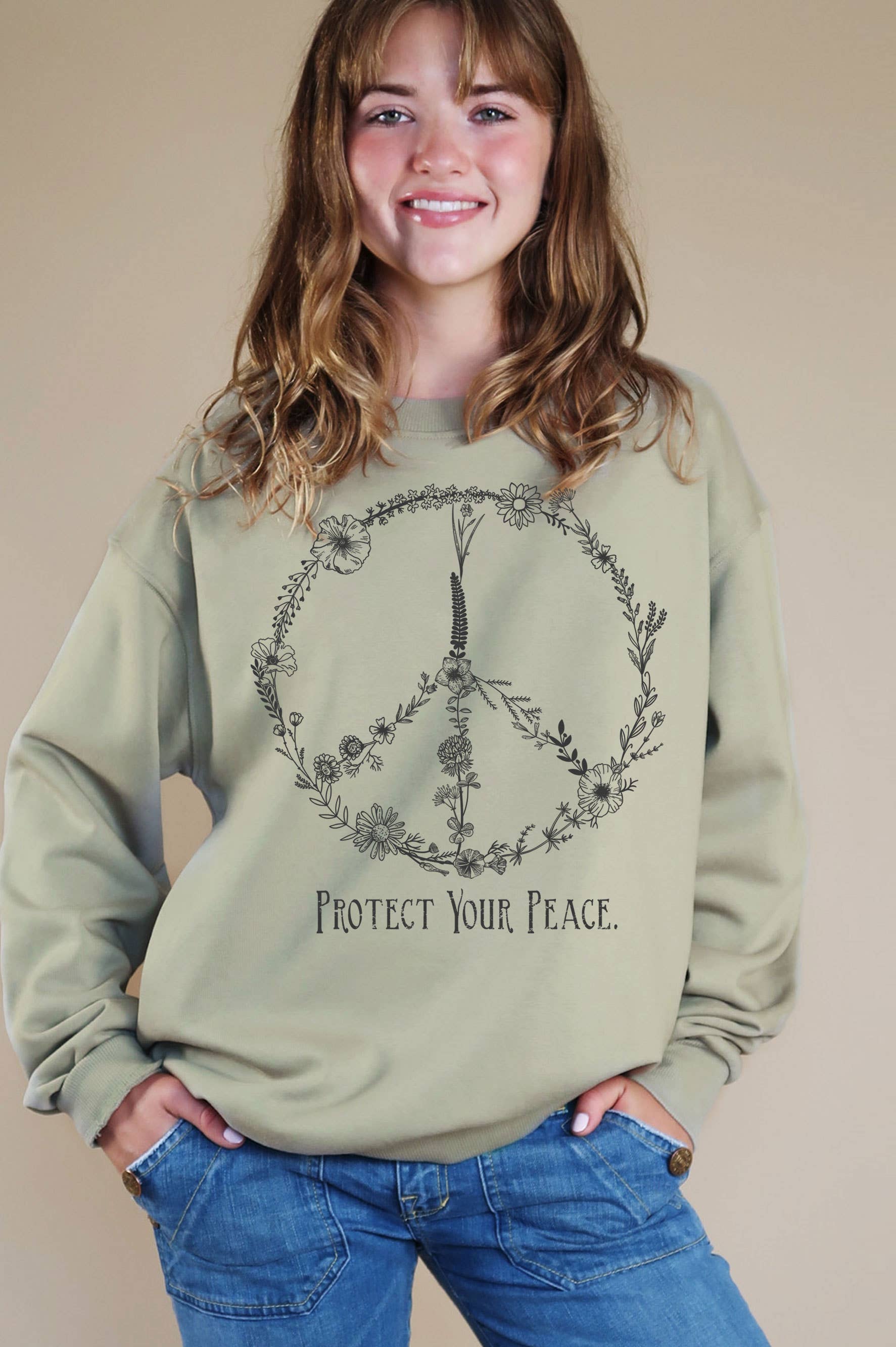 Peace Floral Graphic Brushed - Adult & Kids T-Shirts, Sweatshirts & Hoodies apparel design preview 1