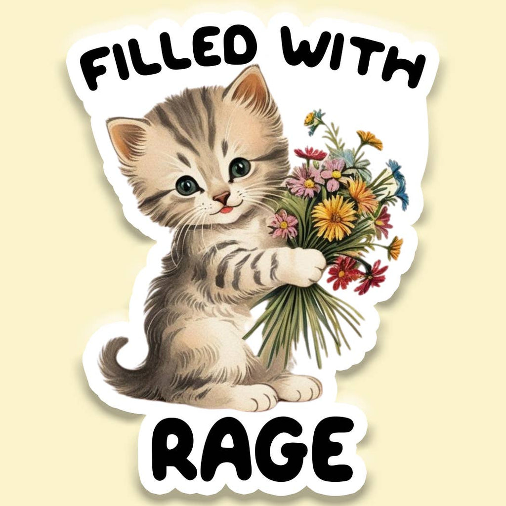 Filled with Rage Sticker Decal, Funny Cat - Adult & Kids T-Shirts, Sweatshirts & Hoodies apparel design preview 1