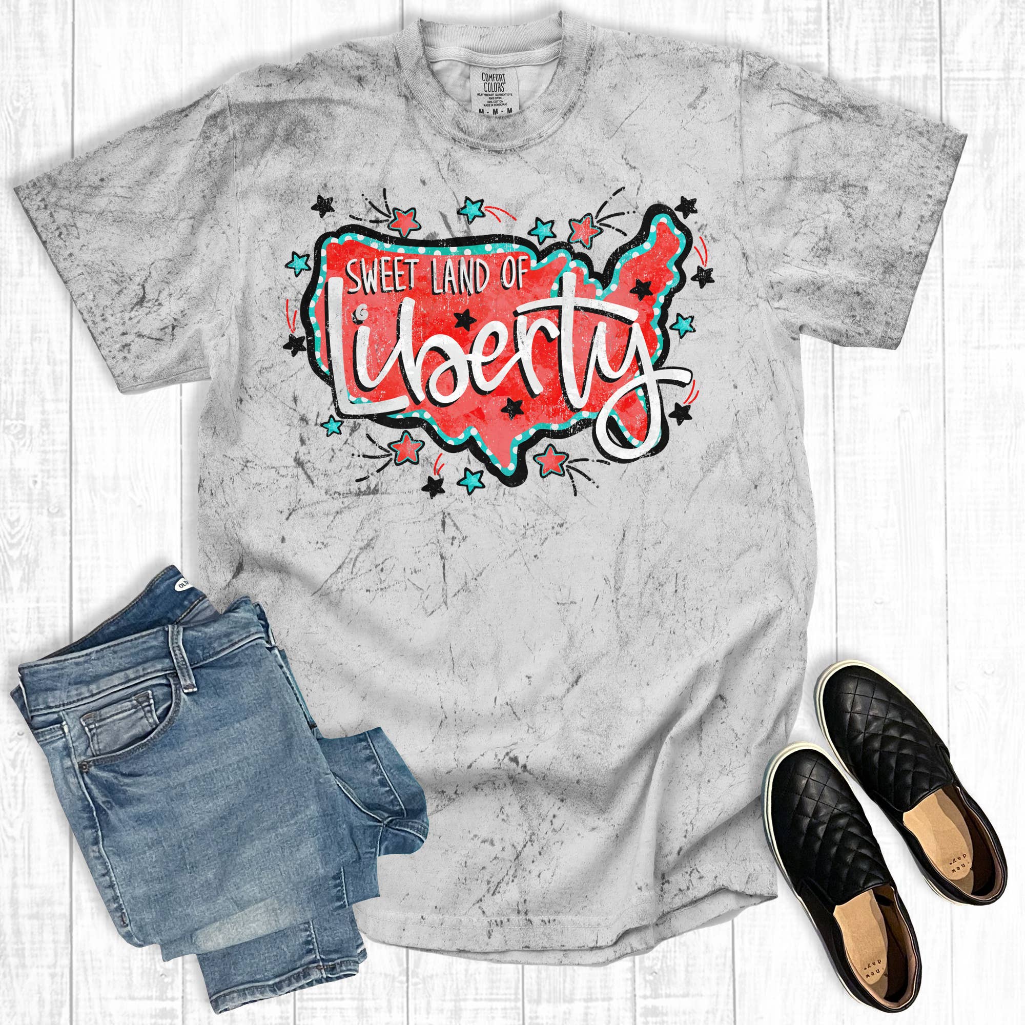 Fourth of July Sweet Land Liberty Comfort Colors - Adult & Kids T-Shirts, Sweatshirts & Hoodies apparel design preview 1